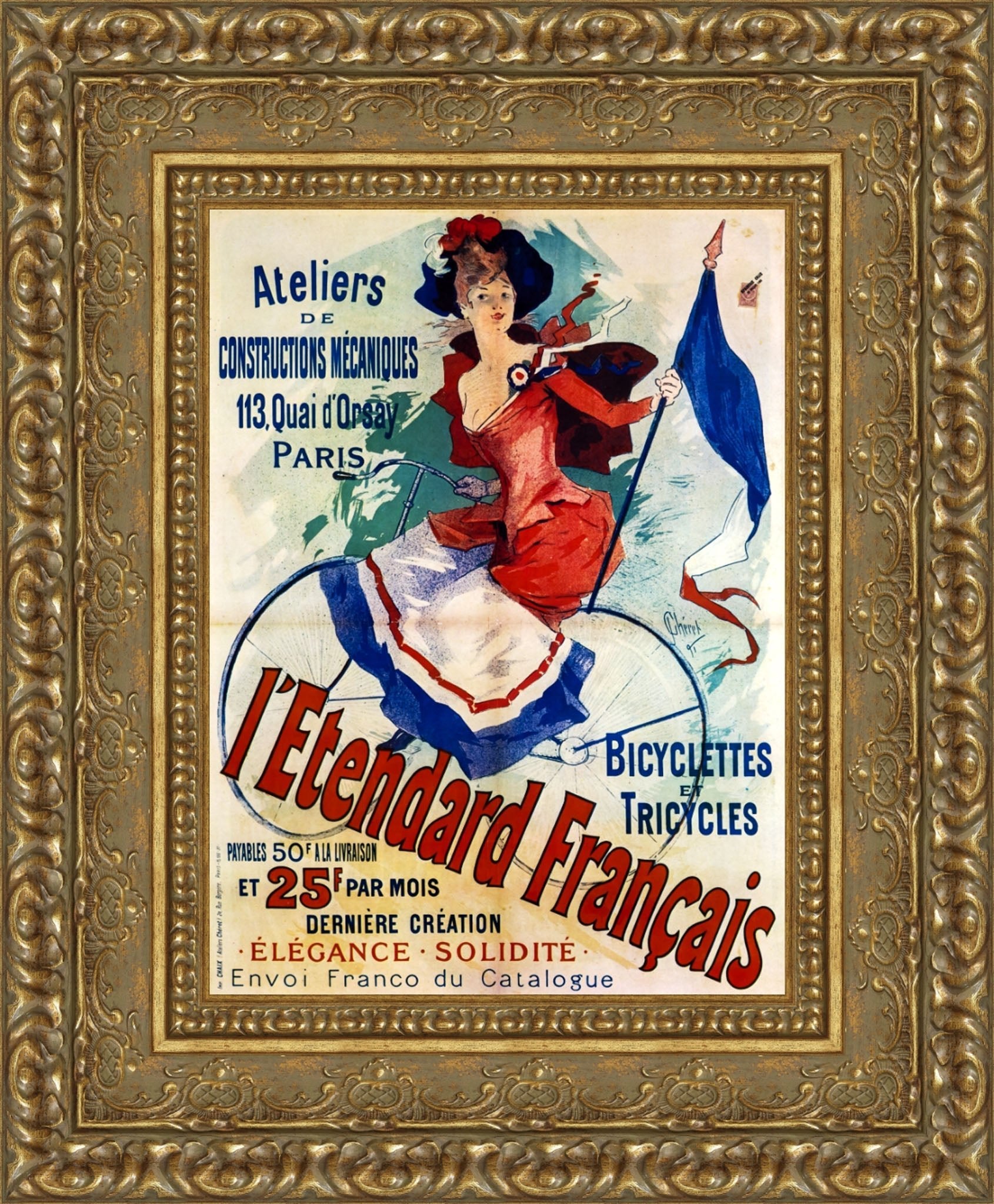 L’Étendard Français by Jules Chéret — Framed Giclee Canvas Print | Canvas Classics