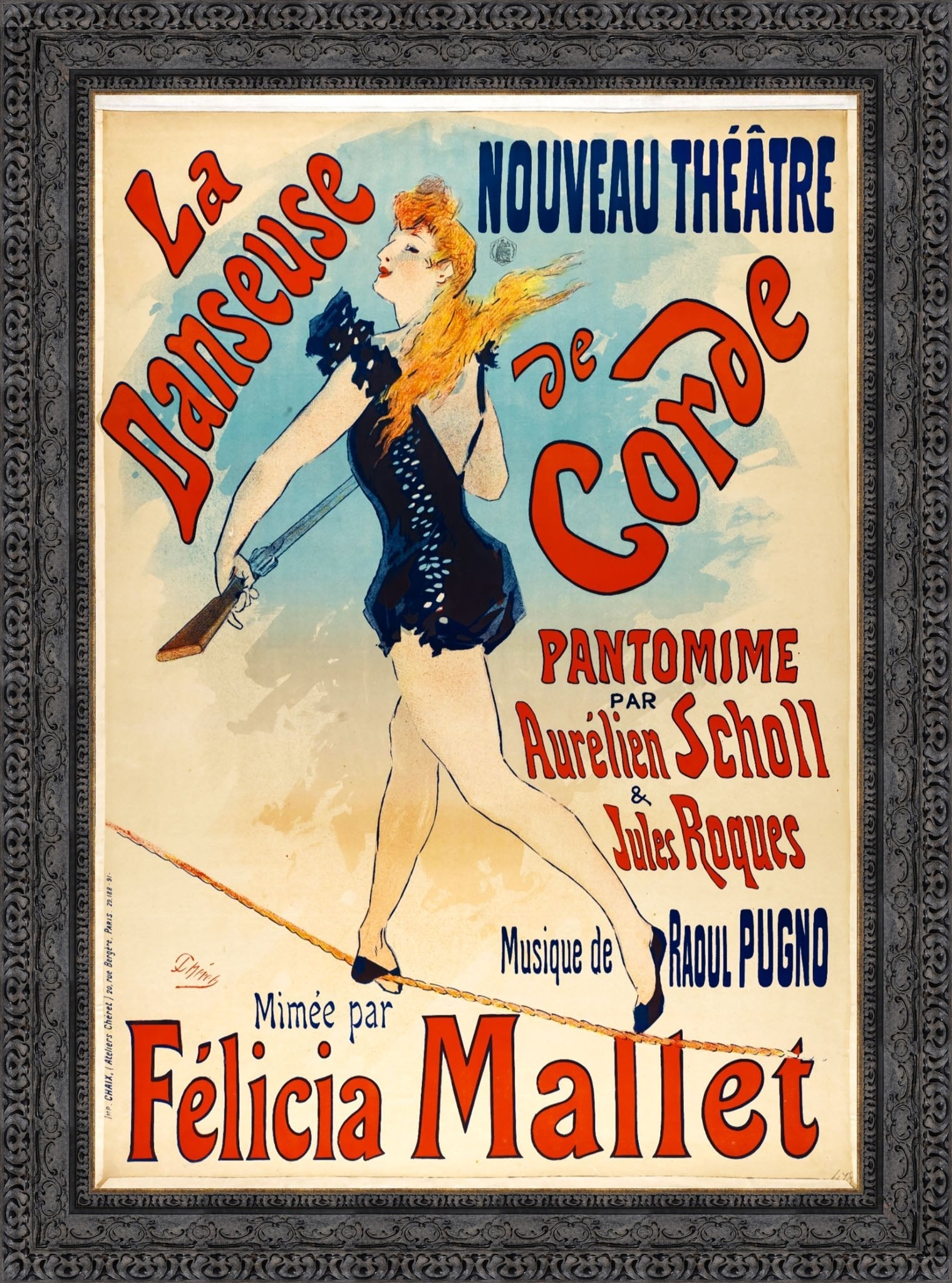 La Danseuse de Corde by Jules Chéret — Framed Giclee Canvas Print | Canvas Classics