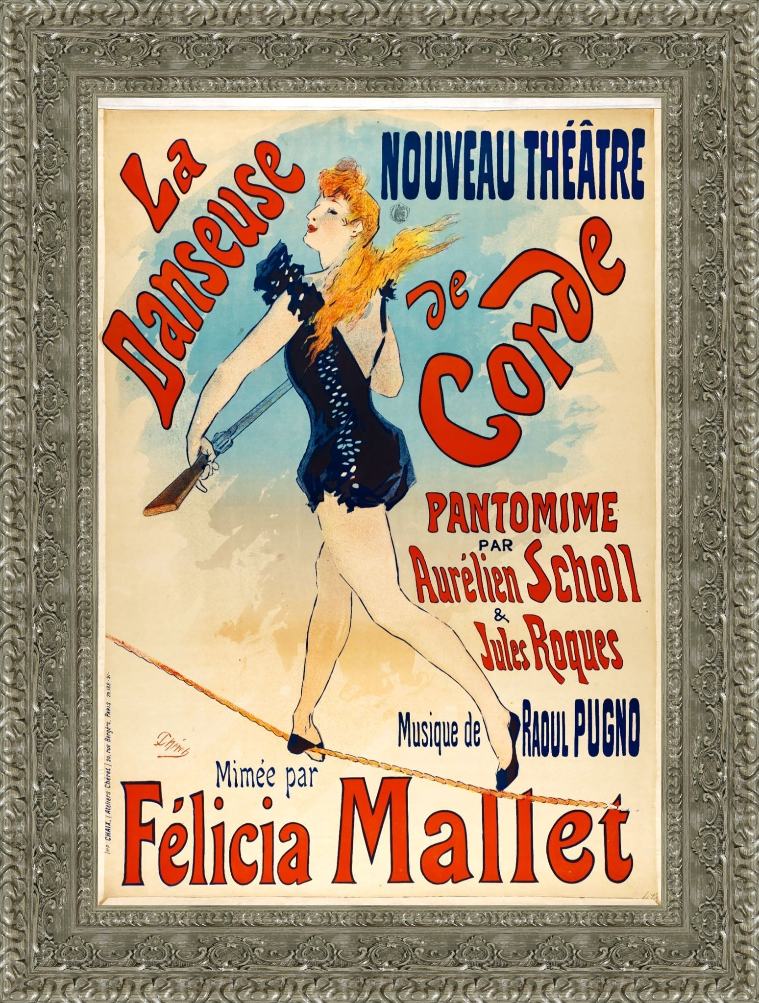 La Danseuse de Corde by Jules Chéret — Framed Giclee Canvas Print | Canvas Classics