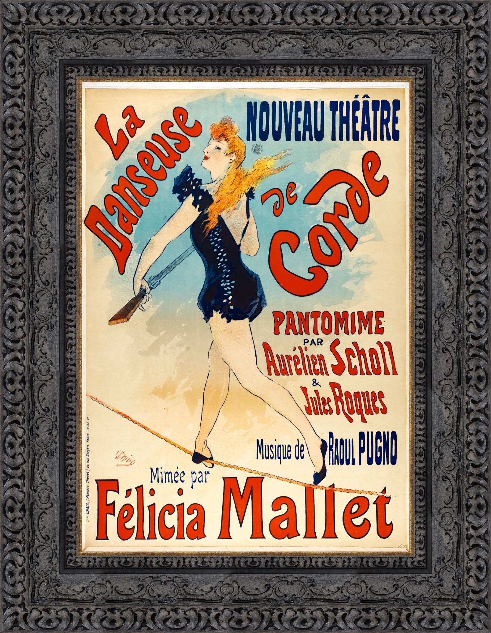 La Danseuse de Corde by Jules Chéret — Framed Giclee Canvas Print | Canvas Classics