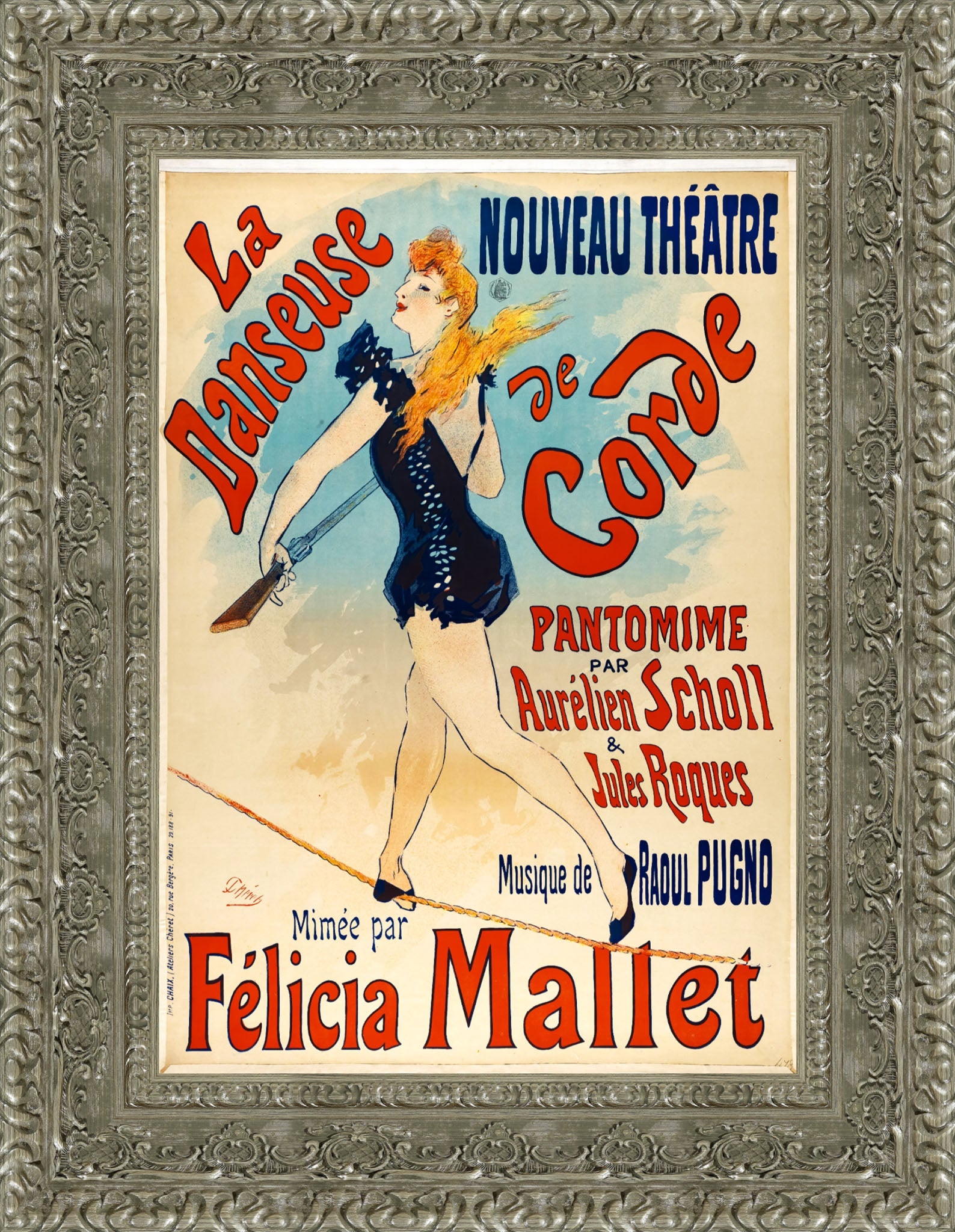 La Danseuse de Corde by Jules Chéret — Framed Giclee Canvas Print | Canvas Classics