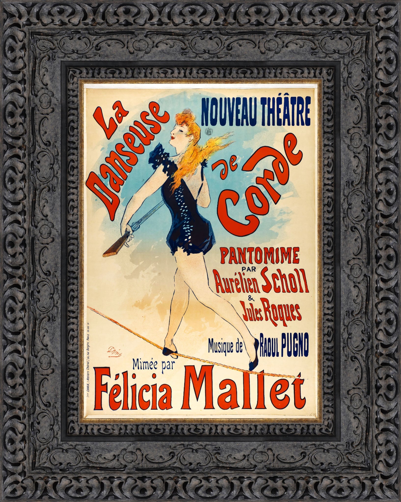 La Danseuse de Corde by Jules Chéret — Framed Giclee Canvas Print | Canvas Classics