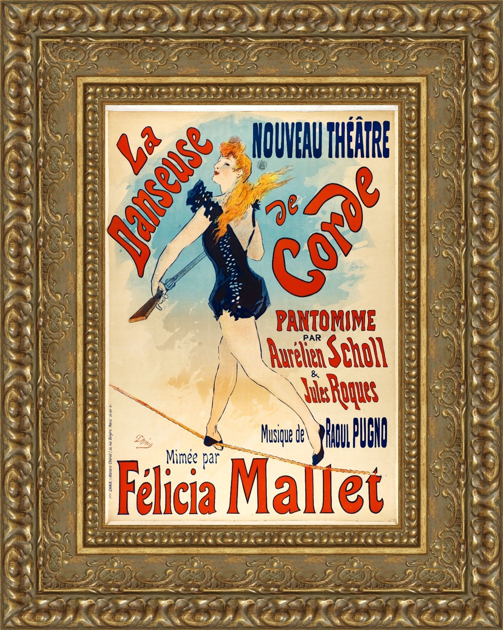 La Danseuse de Corde by Jules Chéret — Framed Giclee Canvas Print | Canvas Classics