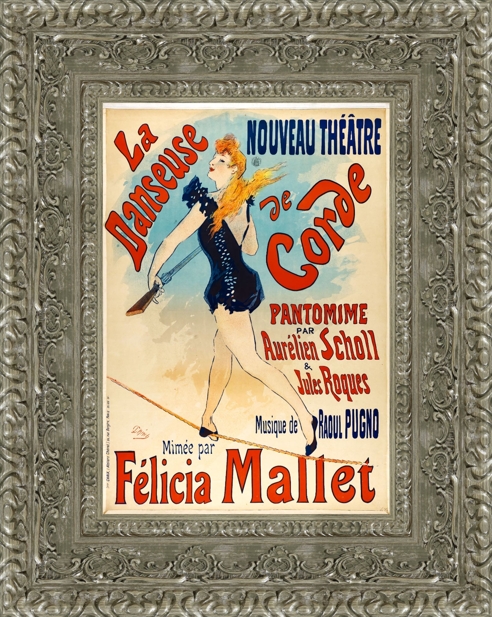 La Danseuse de Corde by Jules Chéret — Framed Giclee Canvas Print | Canvas Classics