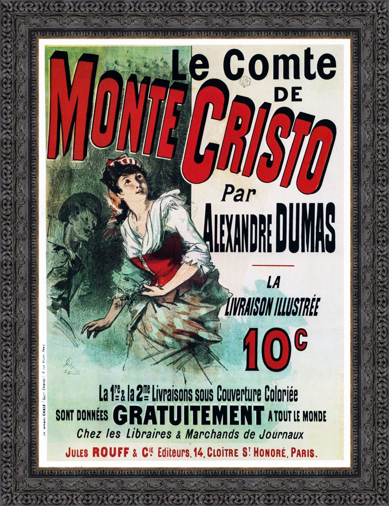 Le Comte de Monte-Cristo by Jules Chéret — Framed Giclee Canvas Print | Canvas Classics