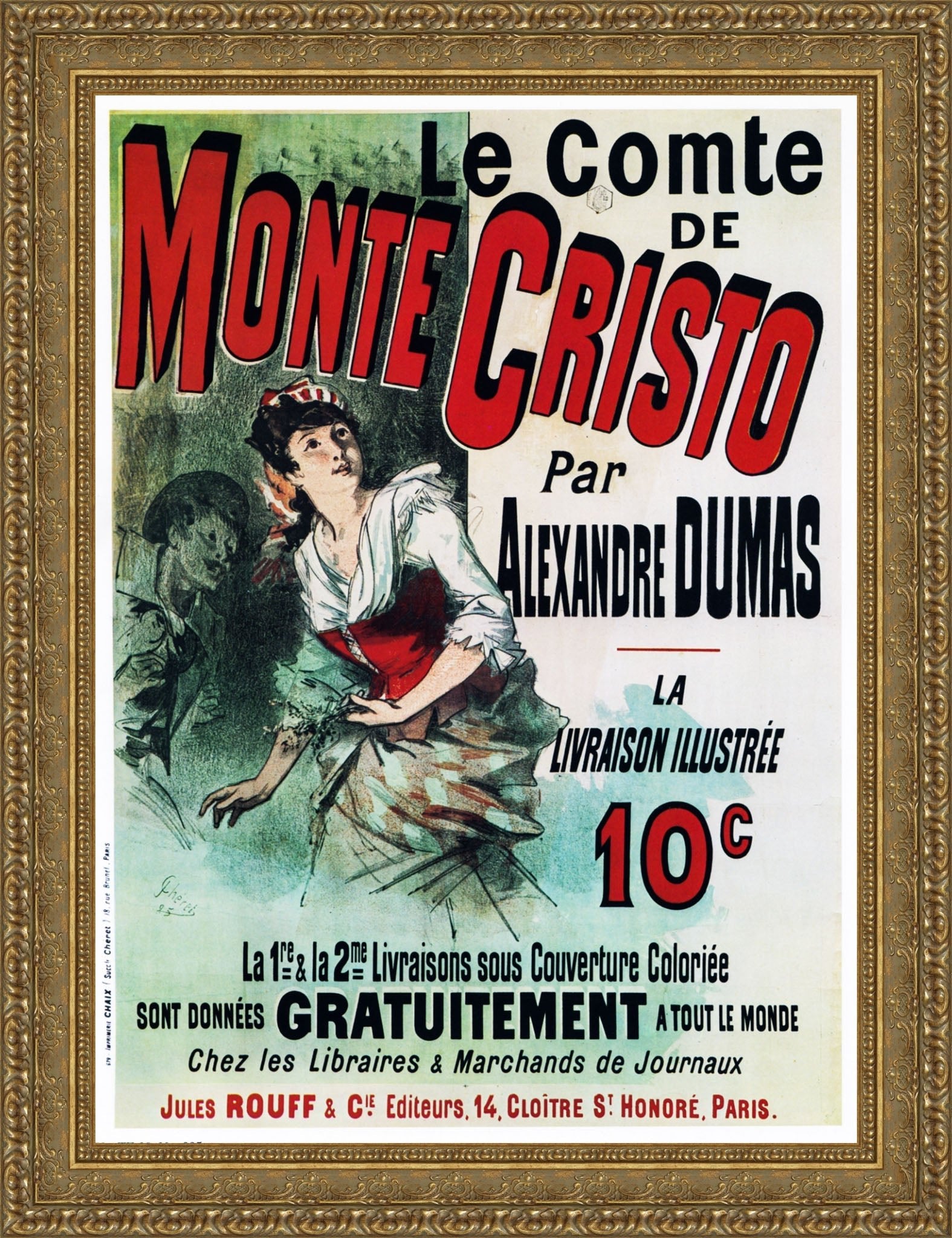 Le Comte de Monte-Cristo by Jules Chéret — Framed Giclee Canvas Print | Canvas Classics