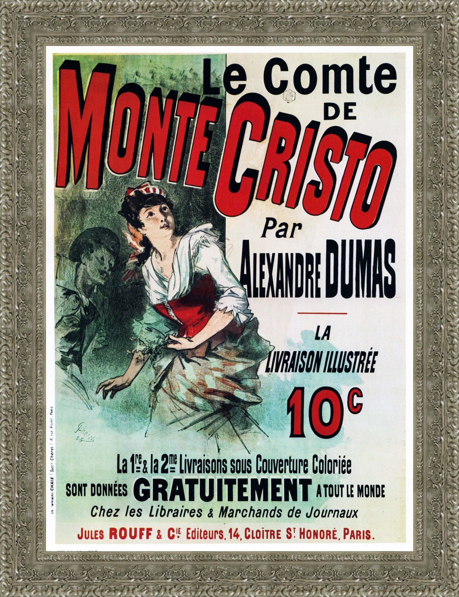 Le Comte de Monte-Cristo by Jules Chéret — Framed Giclee Canvas Print | Canvas Classics