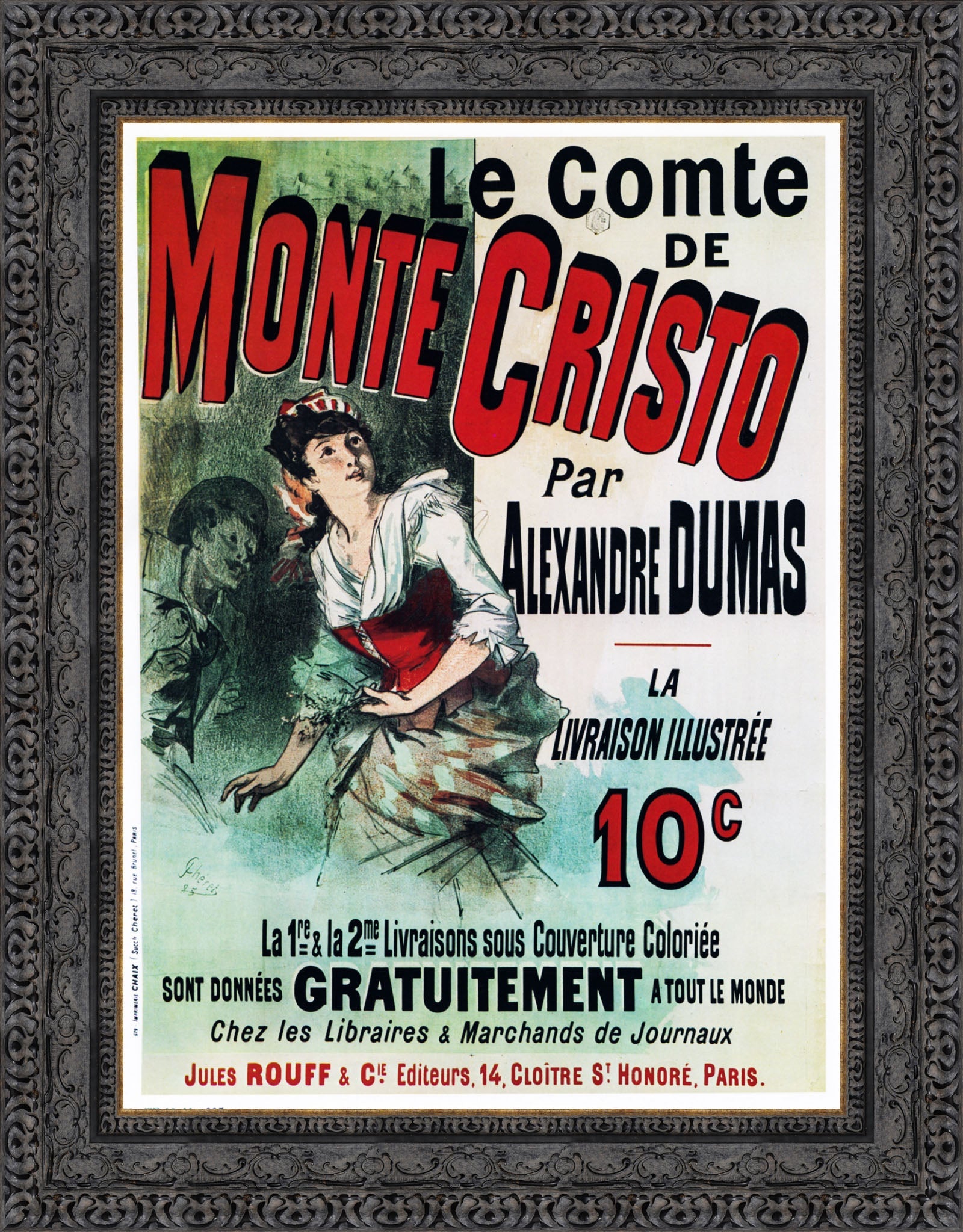 Le Comte de Monte-Cristo by Jules Chéret — Framed Giclee Canvas Print | Canvas Classics