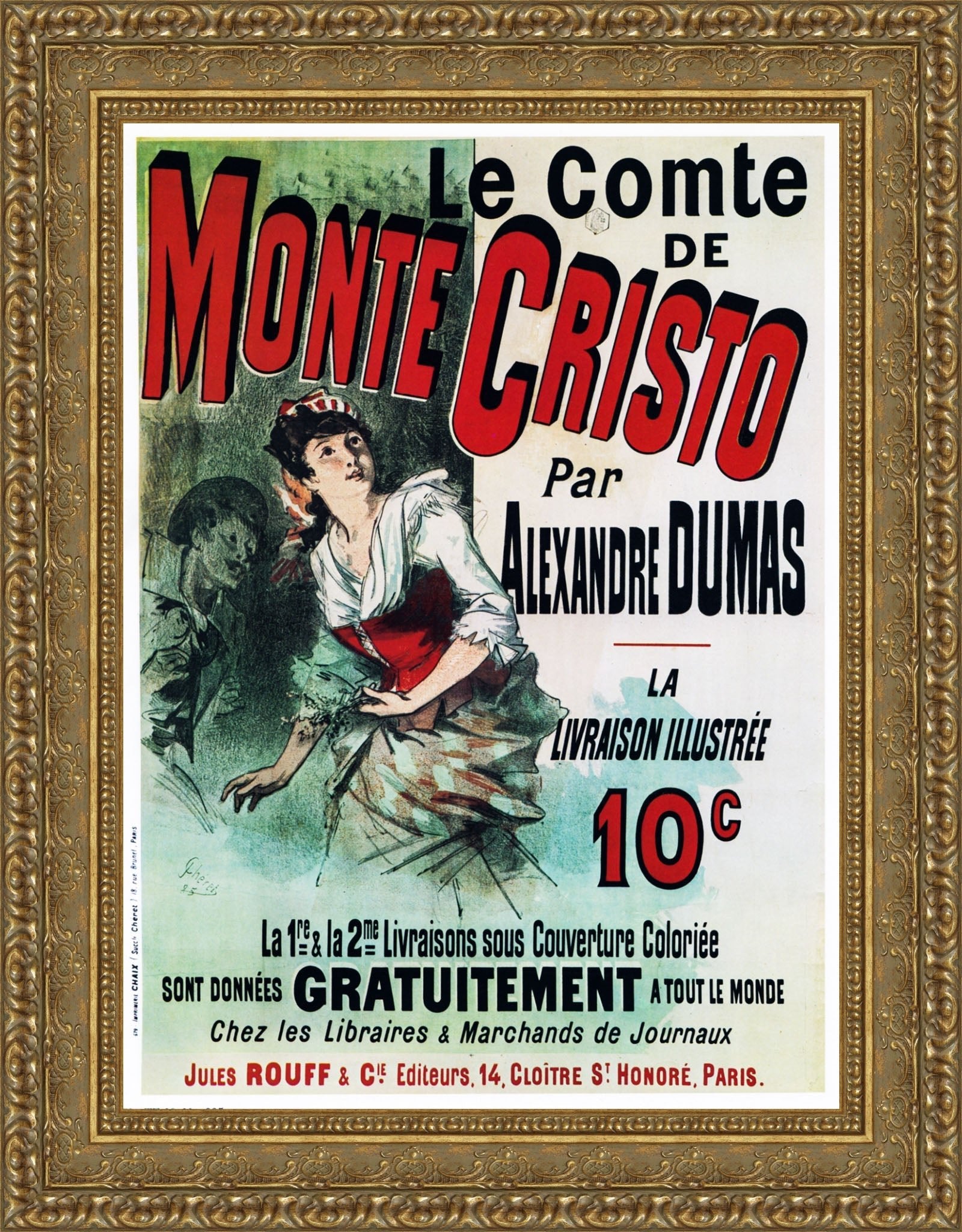 Le Comte de Monte-Cristo by Jules Chéret — Framed Giclee Canvas Print | Canvas Classics