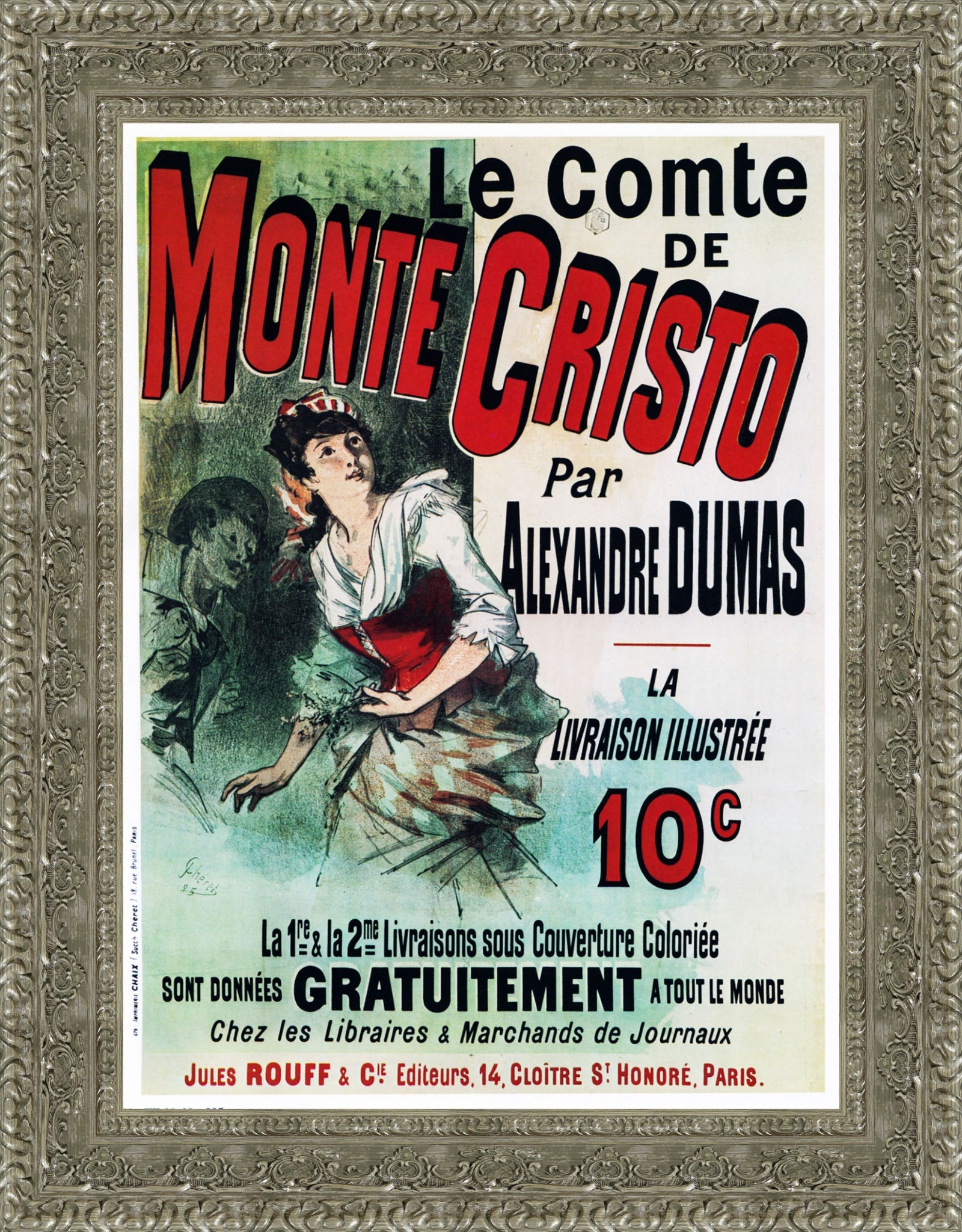 Le Comte de Monte-Cristo by Jules Chéret — Framed Giclee Canvas Print | Canvas Classics