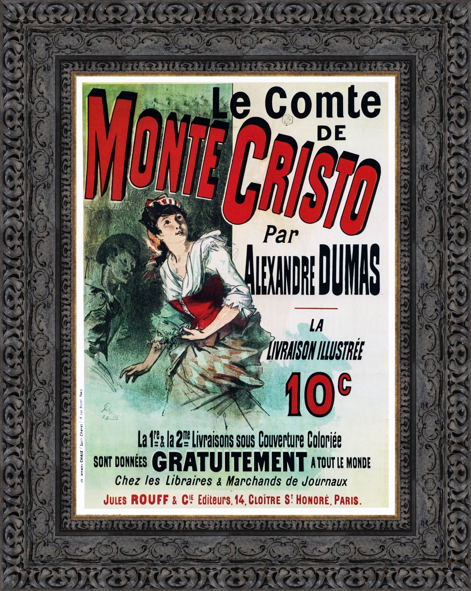 Le Comte de Monte-Cristo by Jules Chéret — Framed Giclee Canvas Print | Canvas Classics