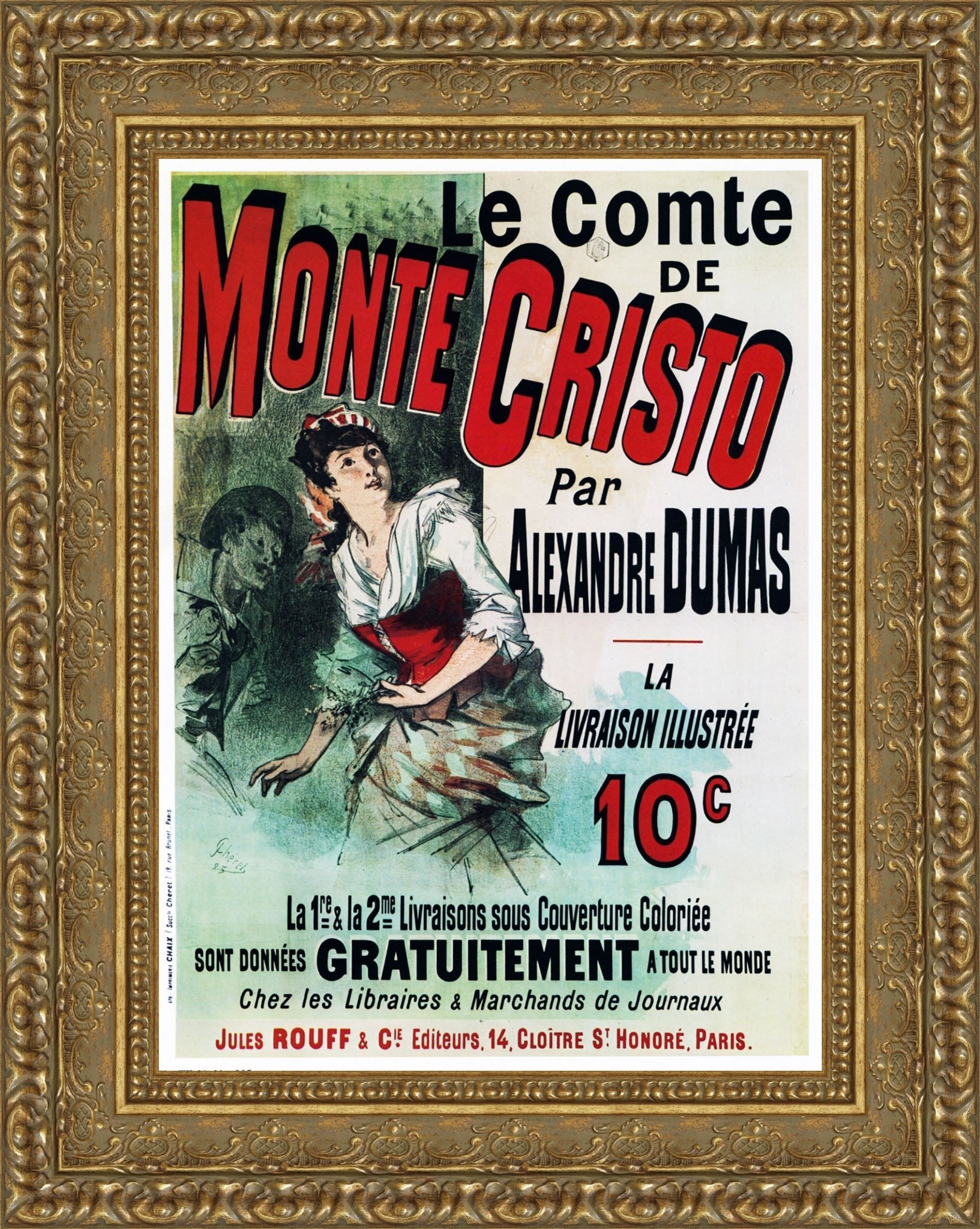 Le Comte de Monte-Cristo by Jules Chéret — Framed Giclee Canvas Print | Canvas Classics