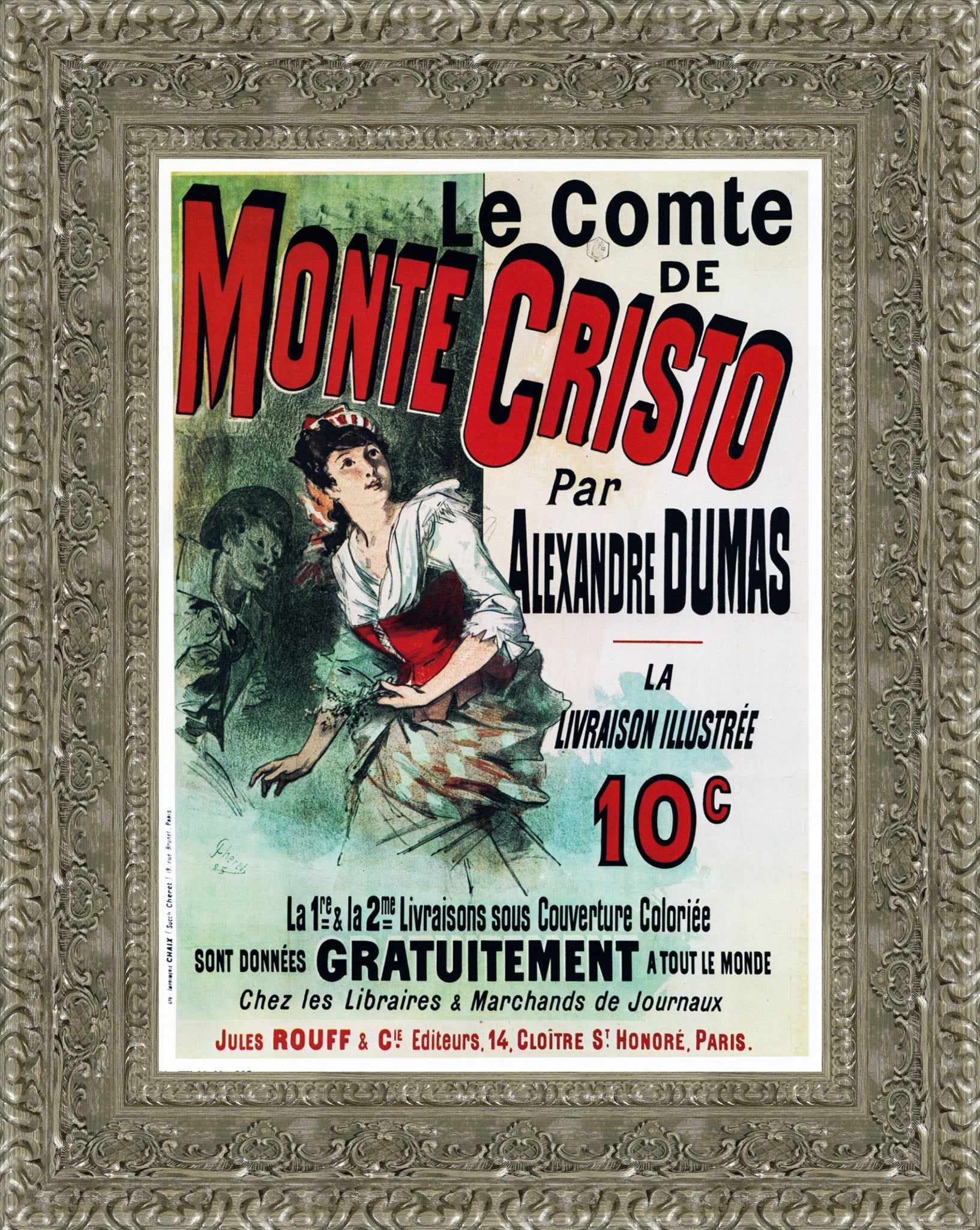 Le Comte de Monte-Cristo by Jules Chéret — Framed Giclee Canvas Print | Canvas Classics