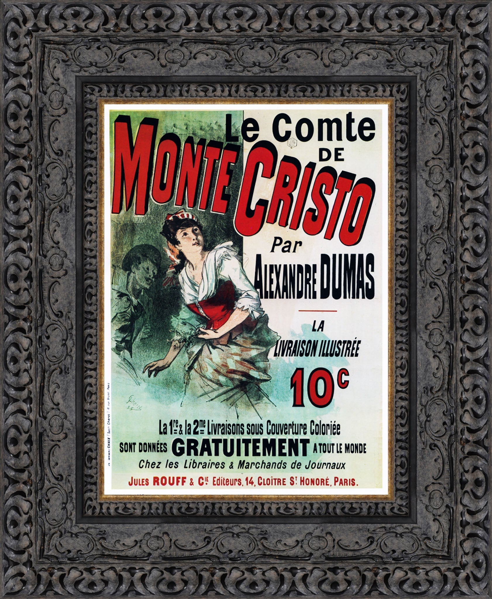 Le Comte de Monte-Cristo by Jules Chéret — Framed Giclee Canvas Print | Canvas Classics