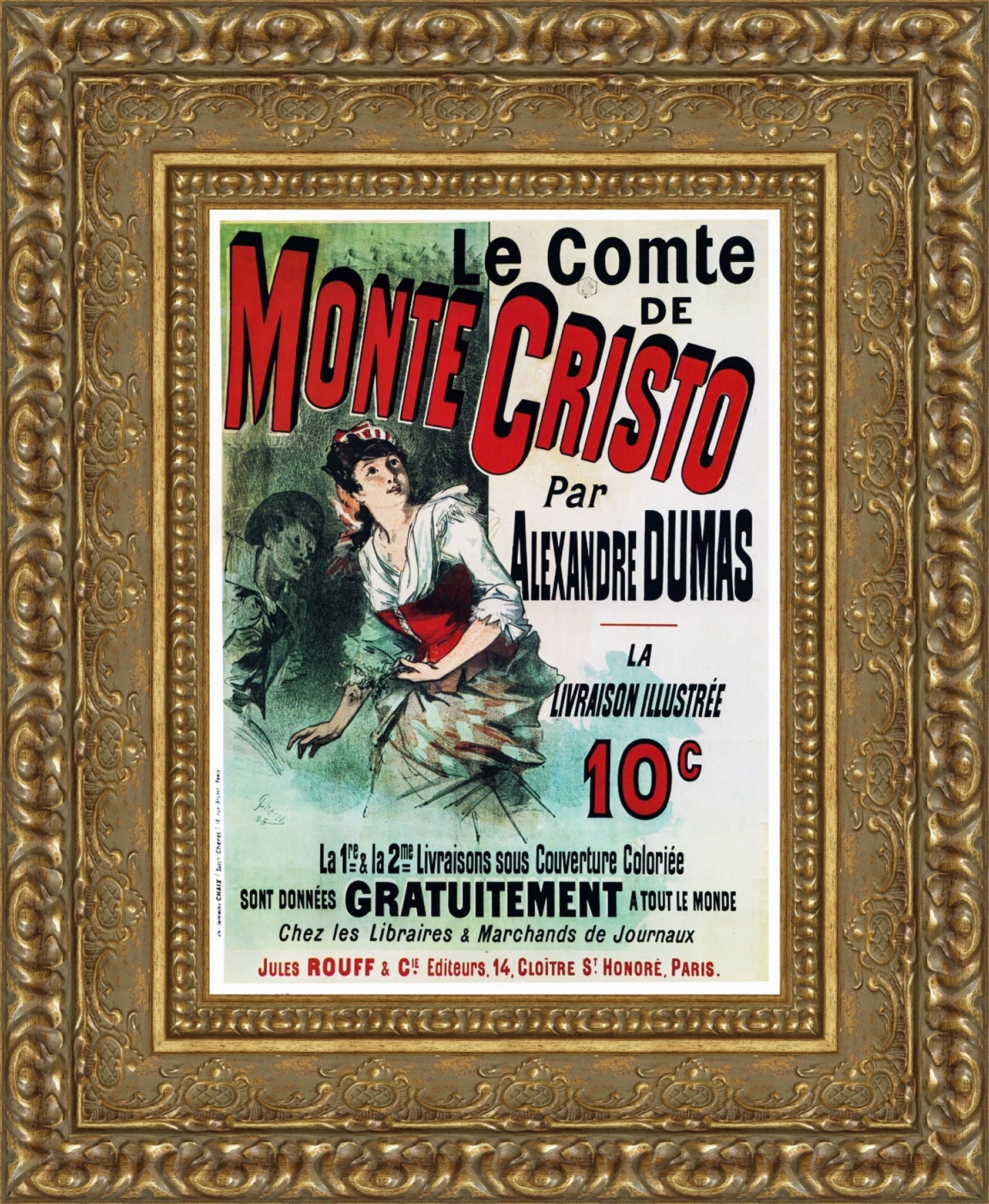 Le Comte de Monte-Cristo by Jules Chéret — Framed Giclee Canvas Print | Canvas Classics