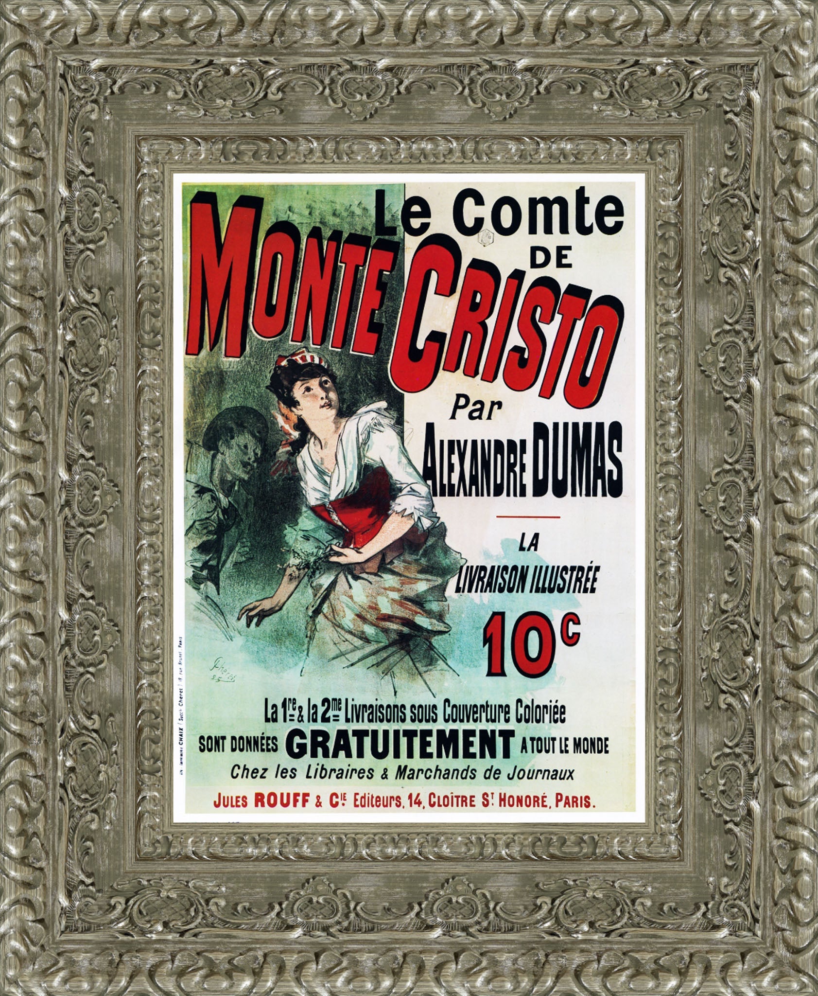 Le Comte de Monte-Cristo by Jules Chéret — Framed Giclee Canvas Print | Canvas Classics
