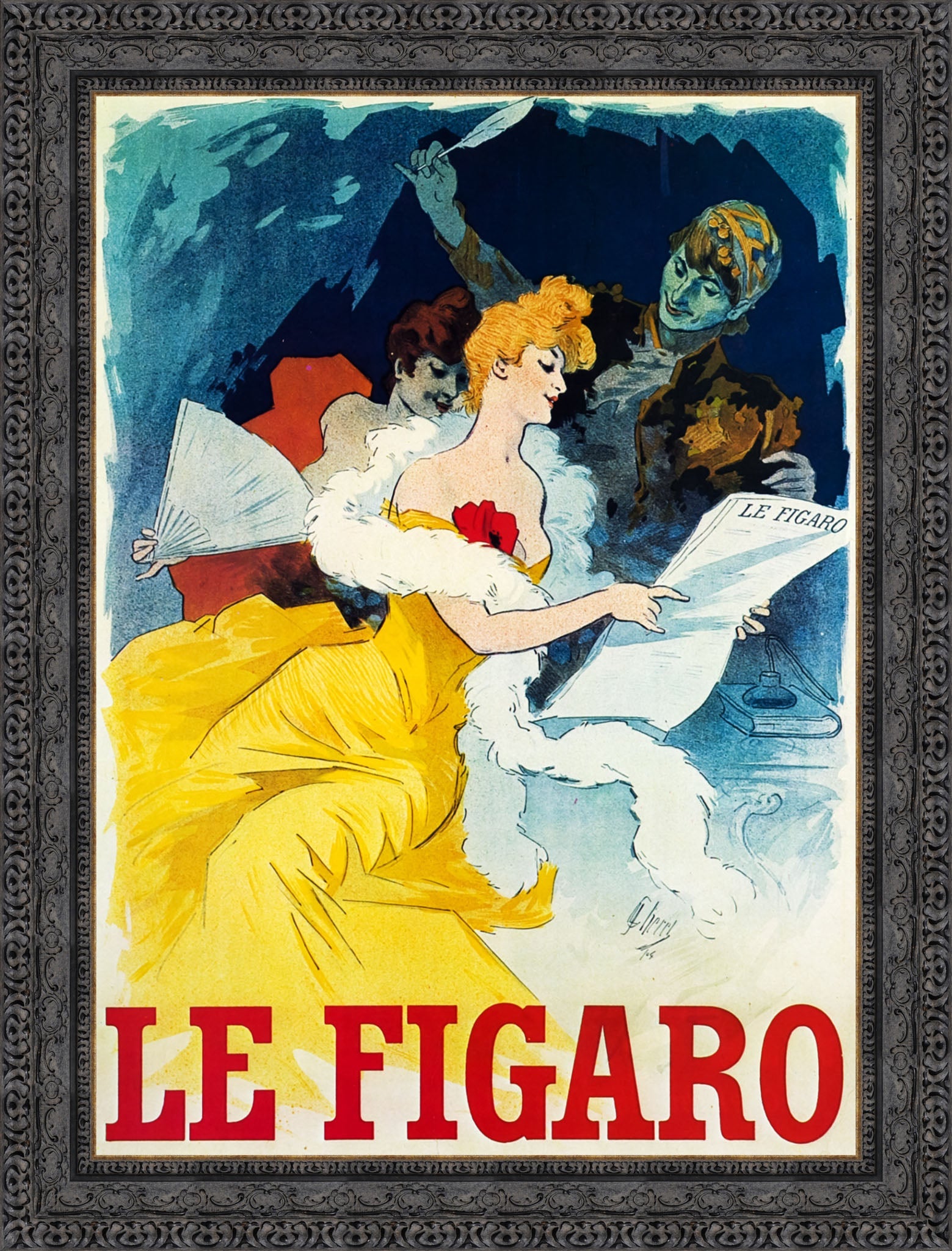 Le Figaro by Jules Chéret — Framed Giclee Canvas Print | Canvas Classics
