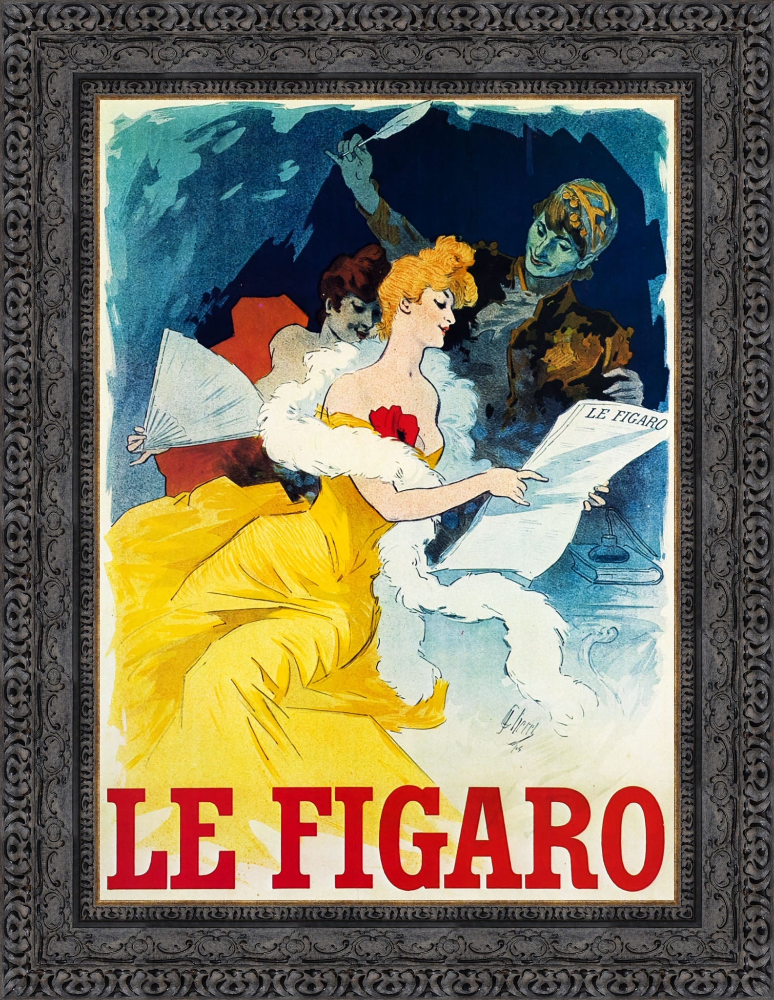 Le Figaro by Jules Chéret — Framed Giclee Canvas Print | Canvas Classics