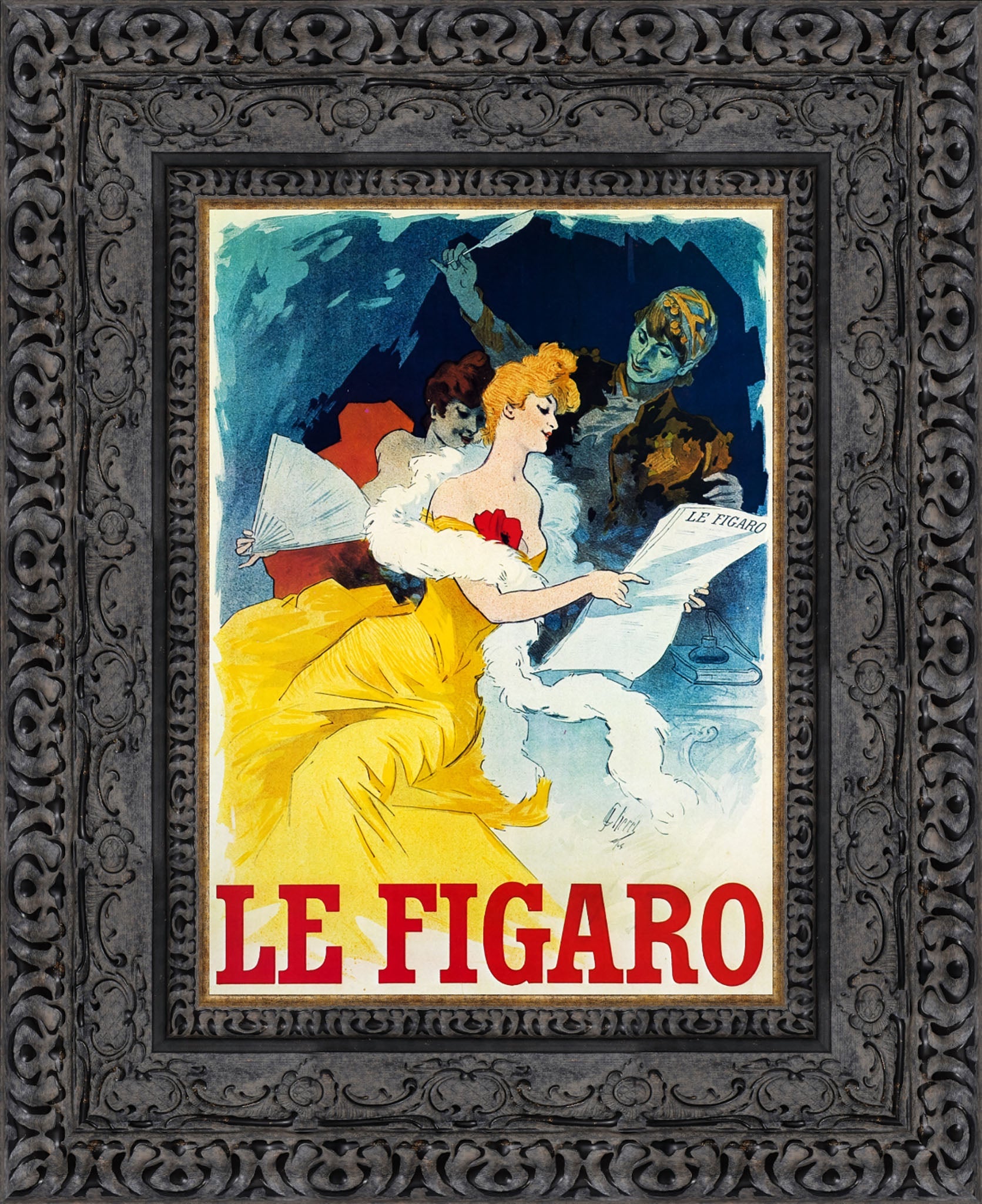 Le Figaro by Jules Chéret — Framed Giclee Canvas Print | Canvas Classics