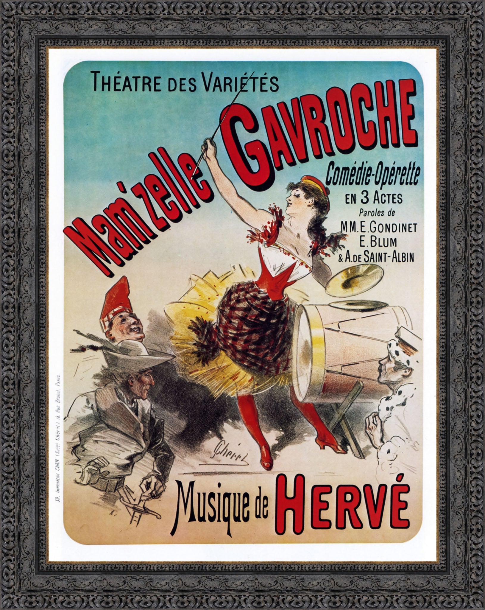 Mam’zelle Gavroche by Jules Chéret — Framed Giclee Canvas Print | Canvas Classics