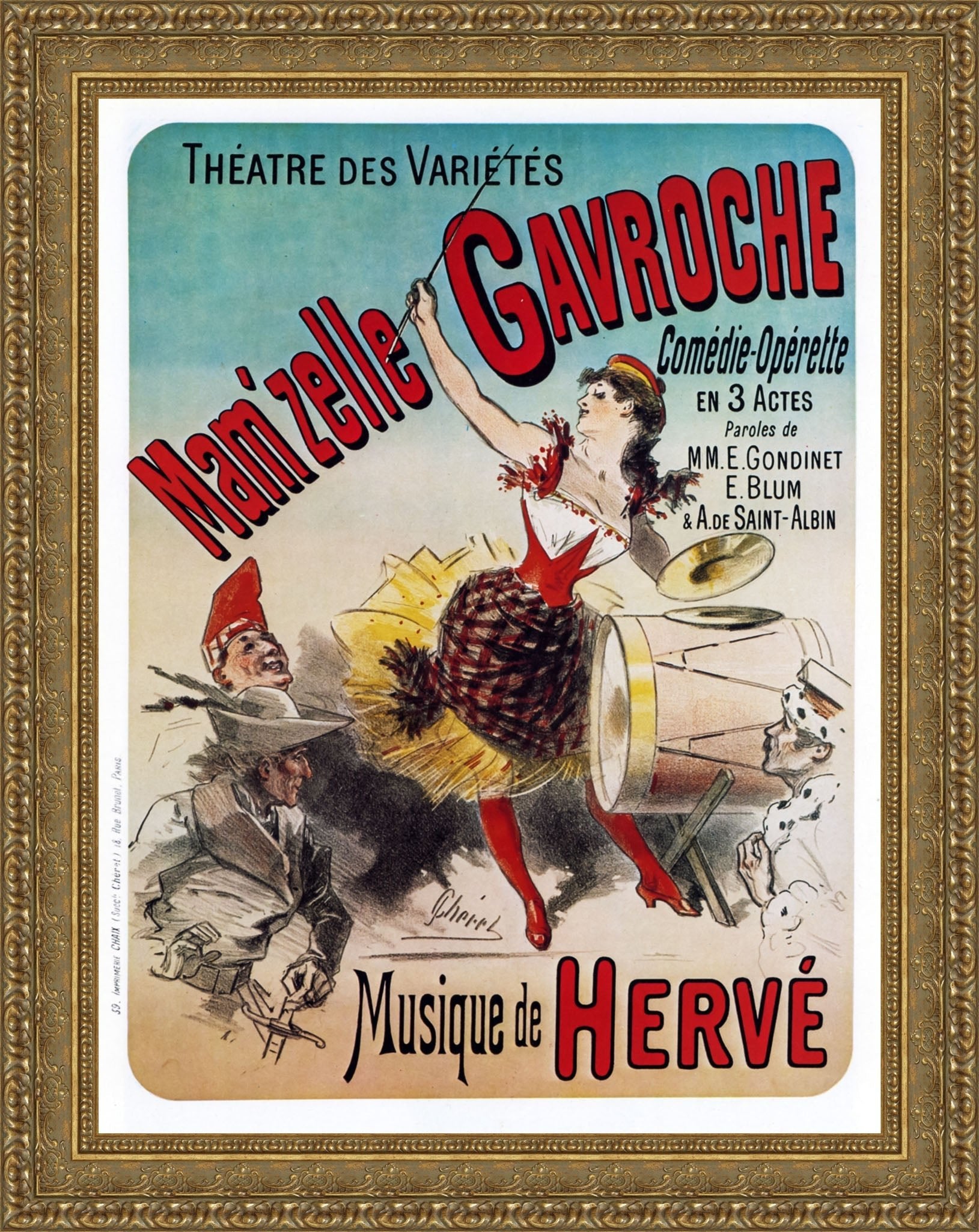 Mam’zelle Gavroche by Jules Chéret — Framed Giclee Canvas Print | Canvas Classics
