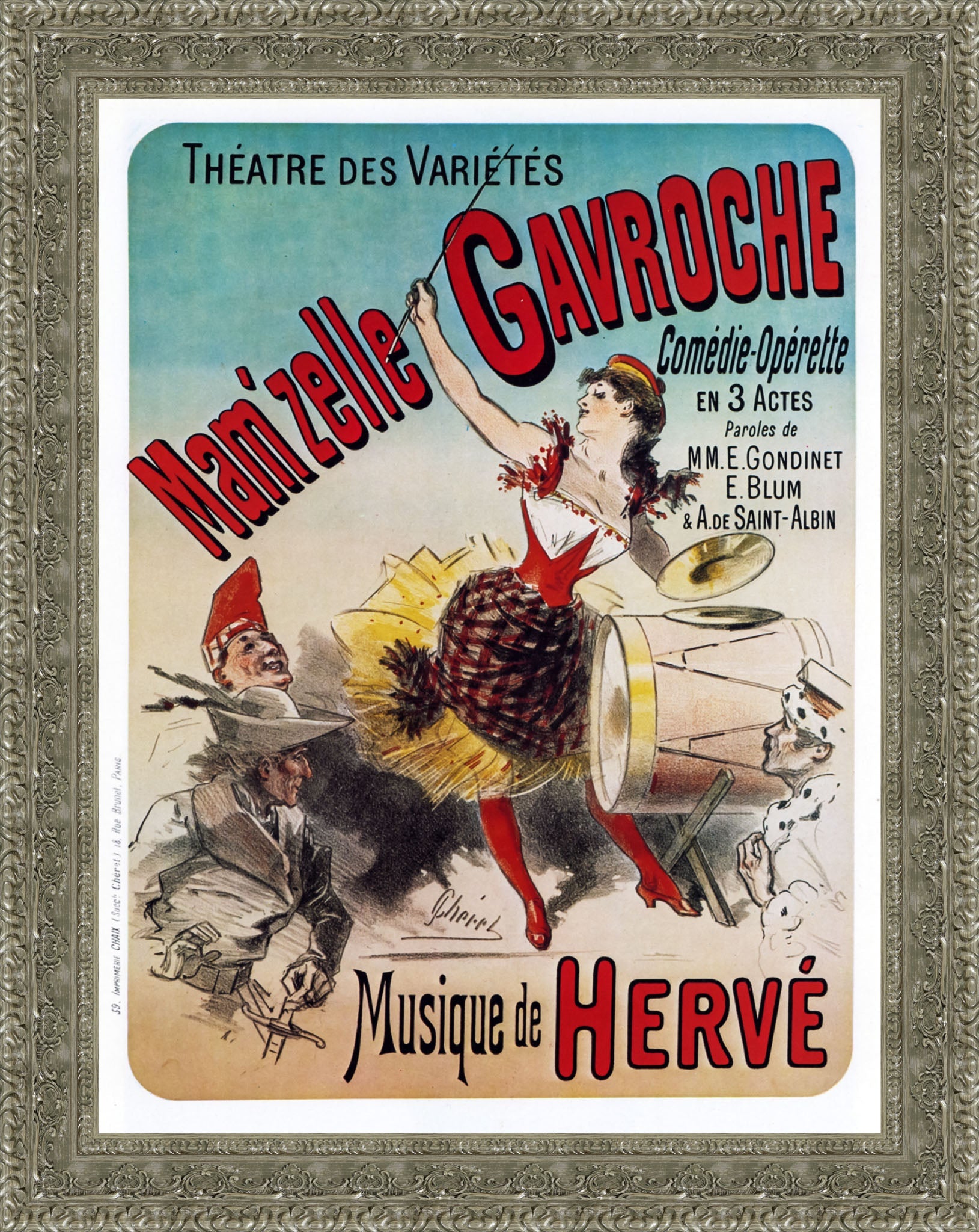 Mam’zelle Gavroche by Jules Chéret — Framed Giclee Canvas Print | Canvas Classics