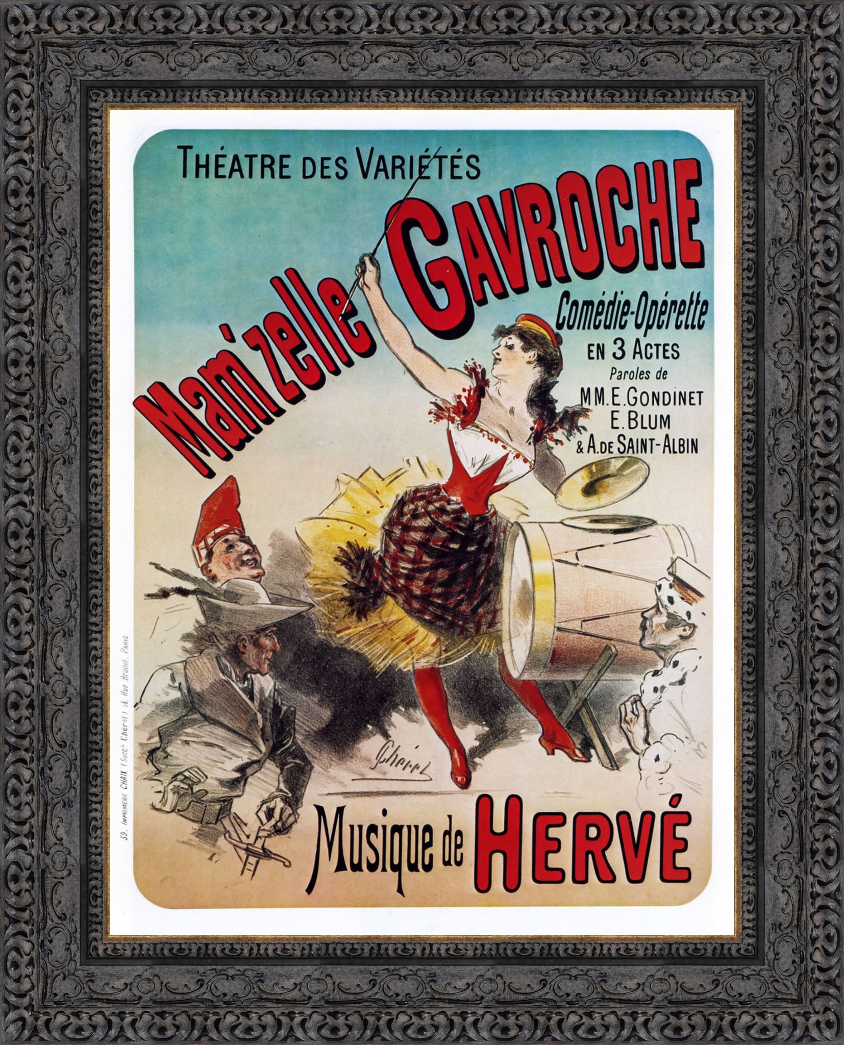 Mam’zelle Gavroche by Jules Chéret — Framed Giclee Canvas Print | Canvas Classics