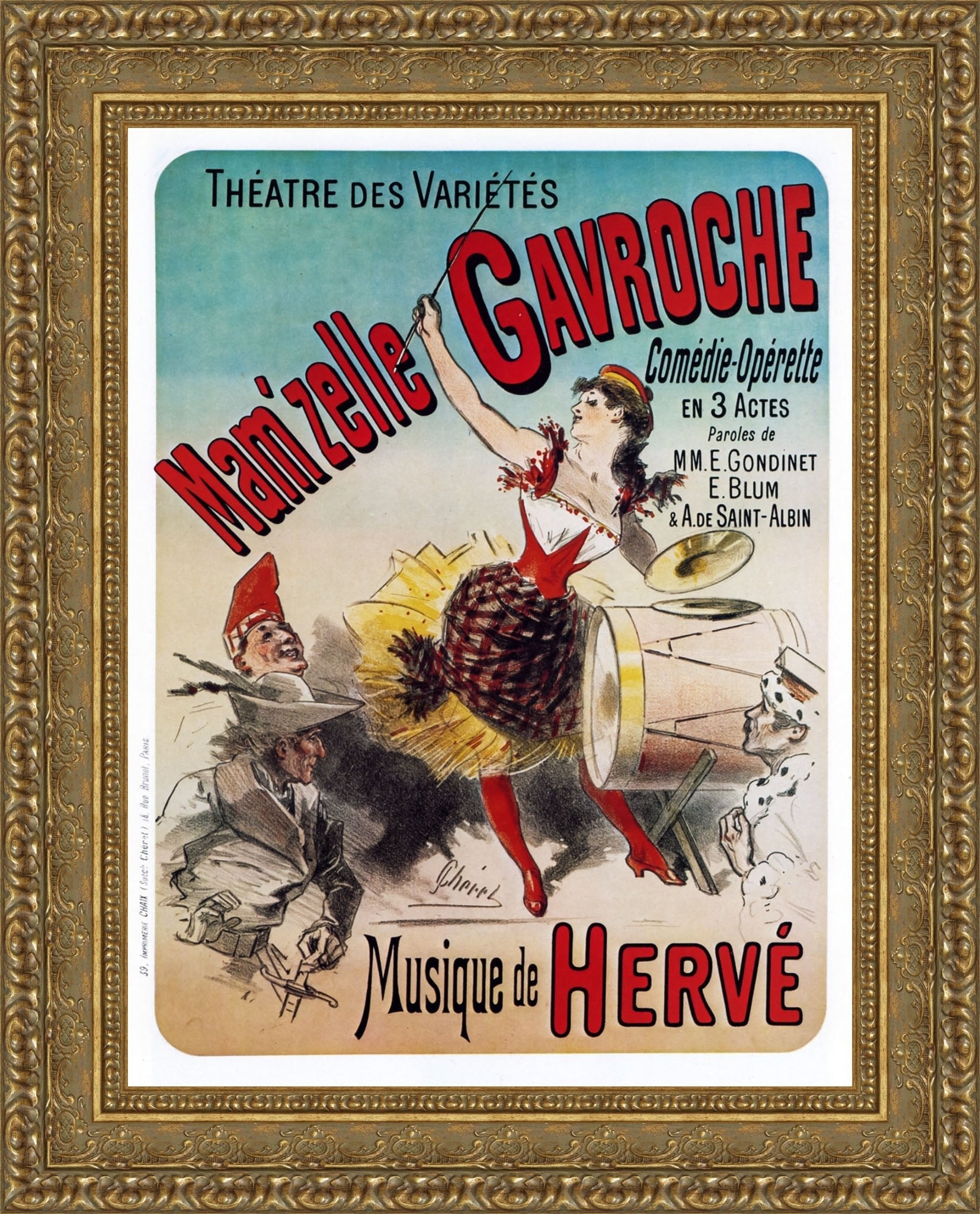 Mam’zelle Gavroche by Jules Chéret — Framed Giclee Canvas Print | Canvas Classics