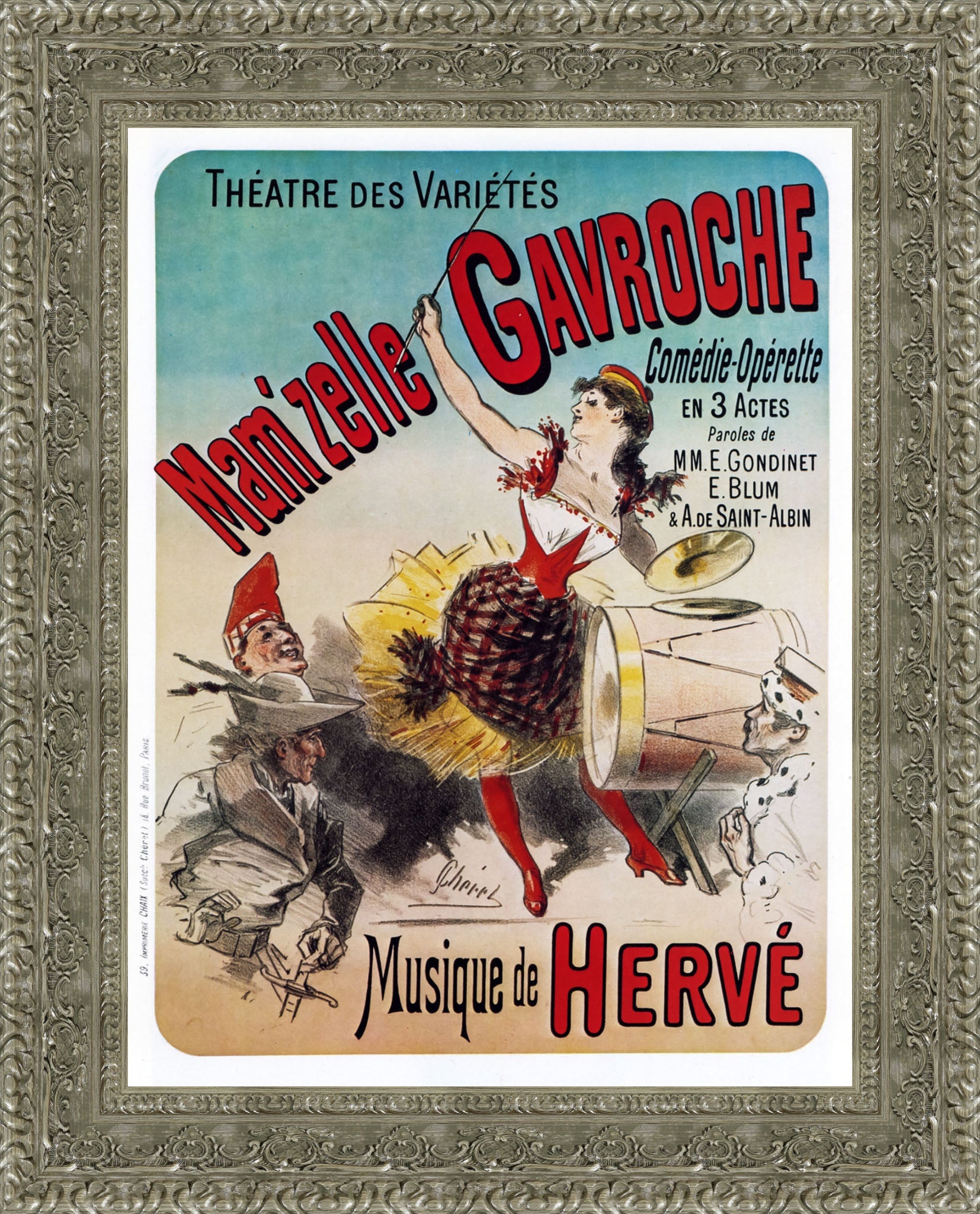 Mam’zelle Gavroche by Jules Chéret — Framed Giclee Canvas Print | Canvas Classics