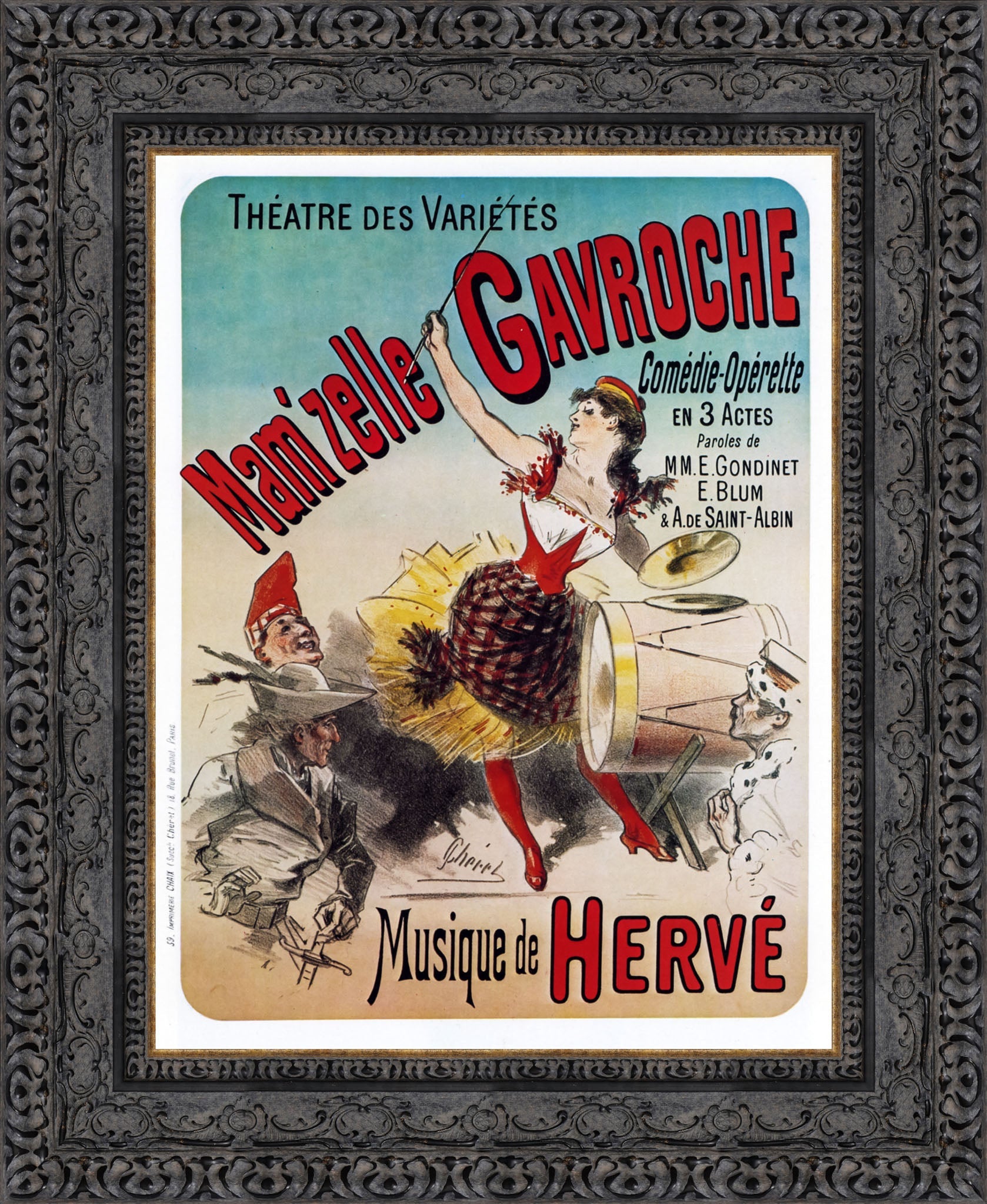 Mam’zelle Gavroche by Jules Chéret — Framed Giclee Canvas Print | Canvas Classics