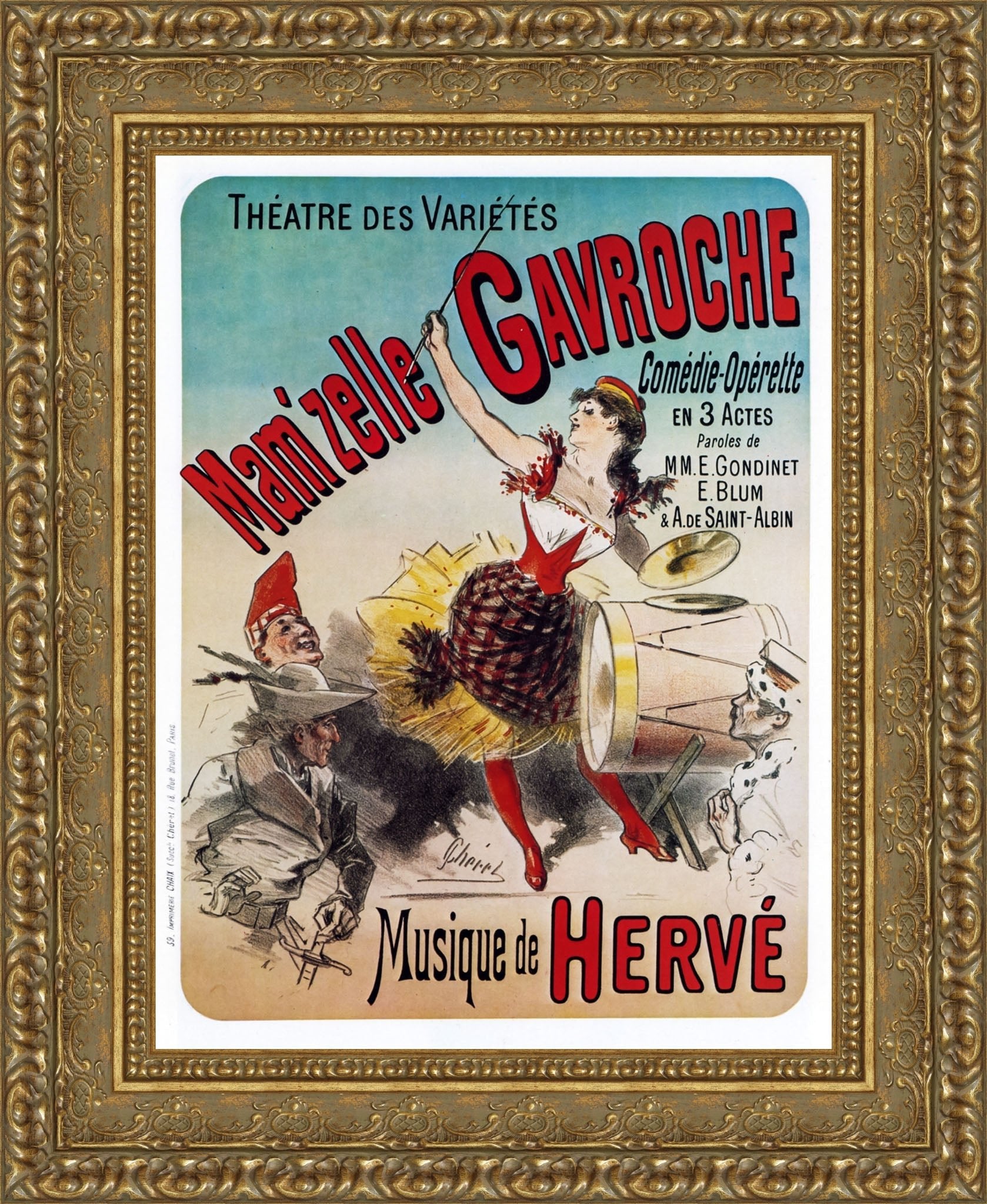 Mam’zelle Gavroche by Jules Chéret — Framed Giclee Canvas Print | Canvas Classics
