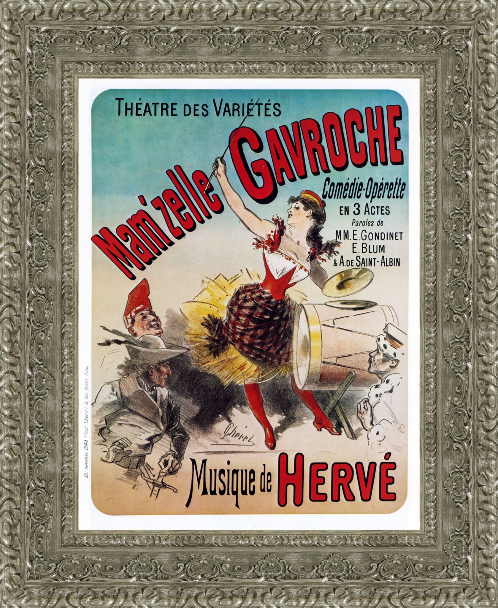 Mam’zelle Gavroche by Jules Chéret — Framed Giclee Canvas Print | Canvas Classics