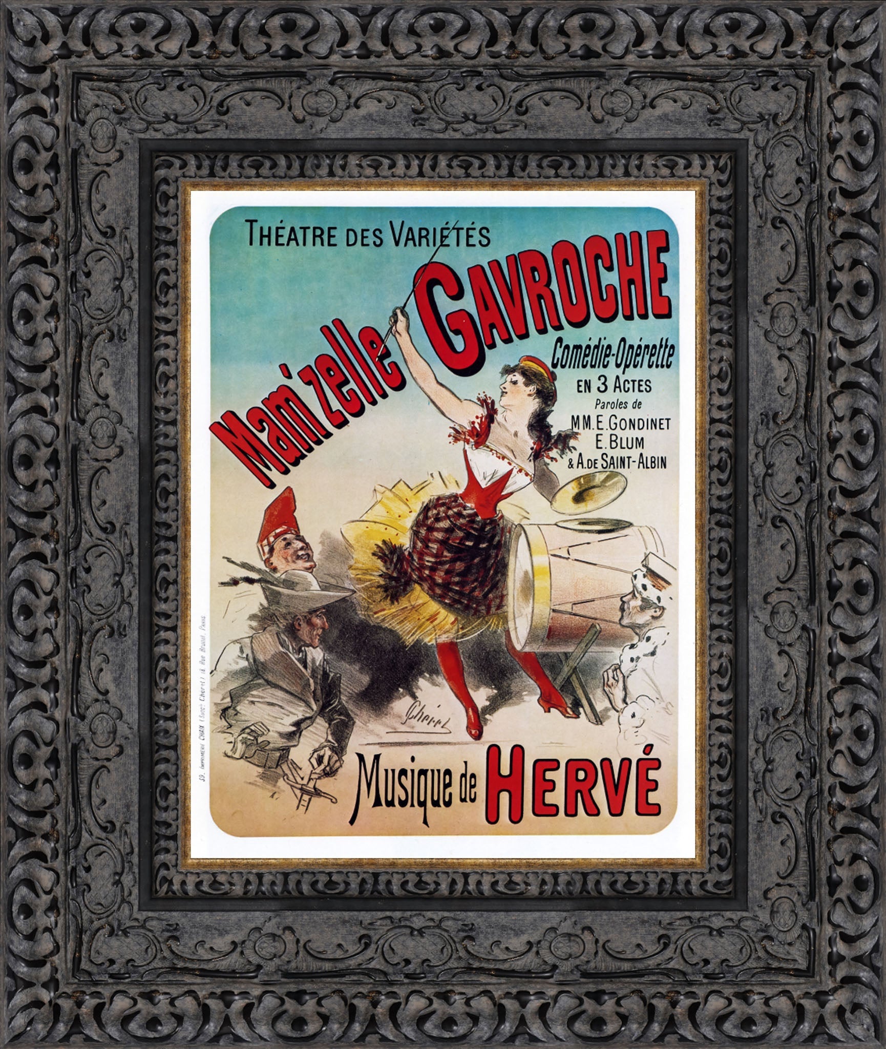Mam’zelle Gavroche by Jules Chéret — Framed Giclee Canvas Print | Canvas Classics