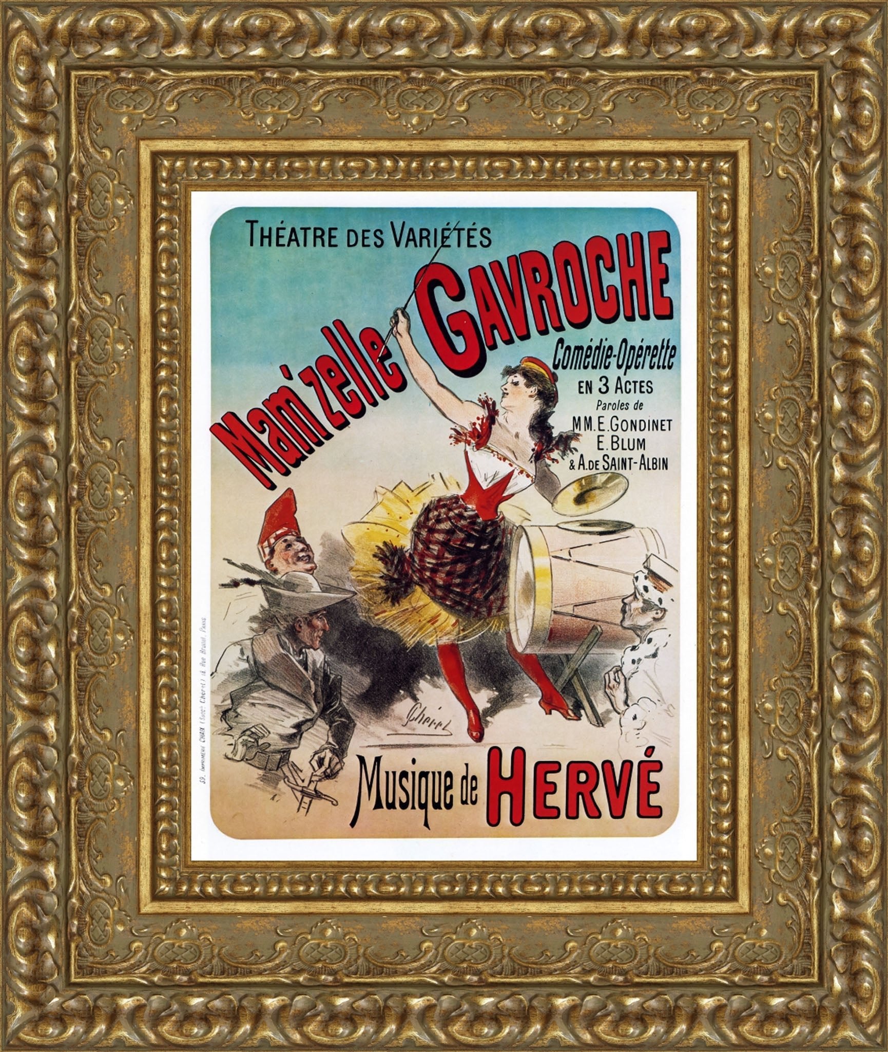 Mam’zelle Gavroche by Jules Chéret — Framed Giclee Canvas Print | Canvas Classics