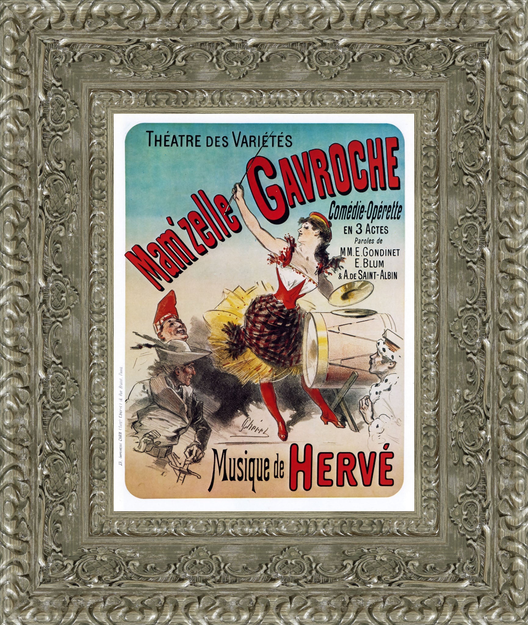 Mam’zelle Gavroche by Jules Chéret — Framed Giclee Canvas Print | Canvas Classics