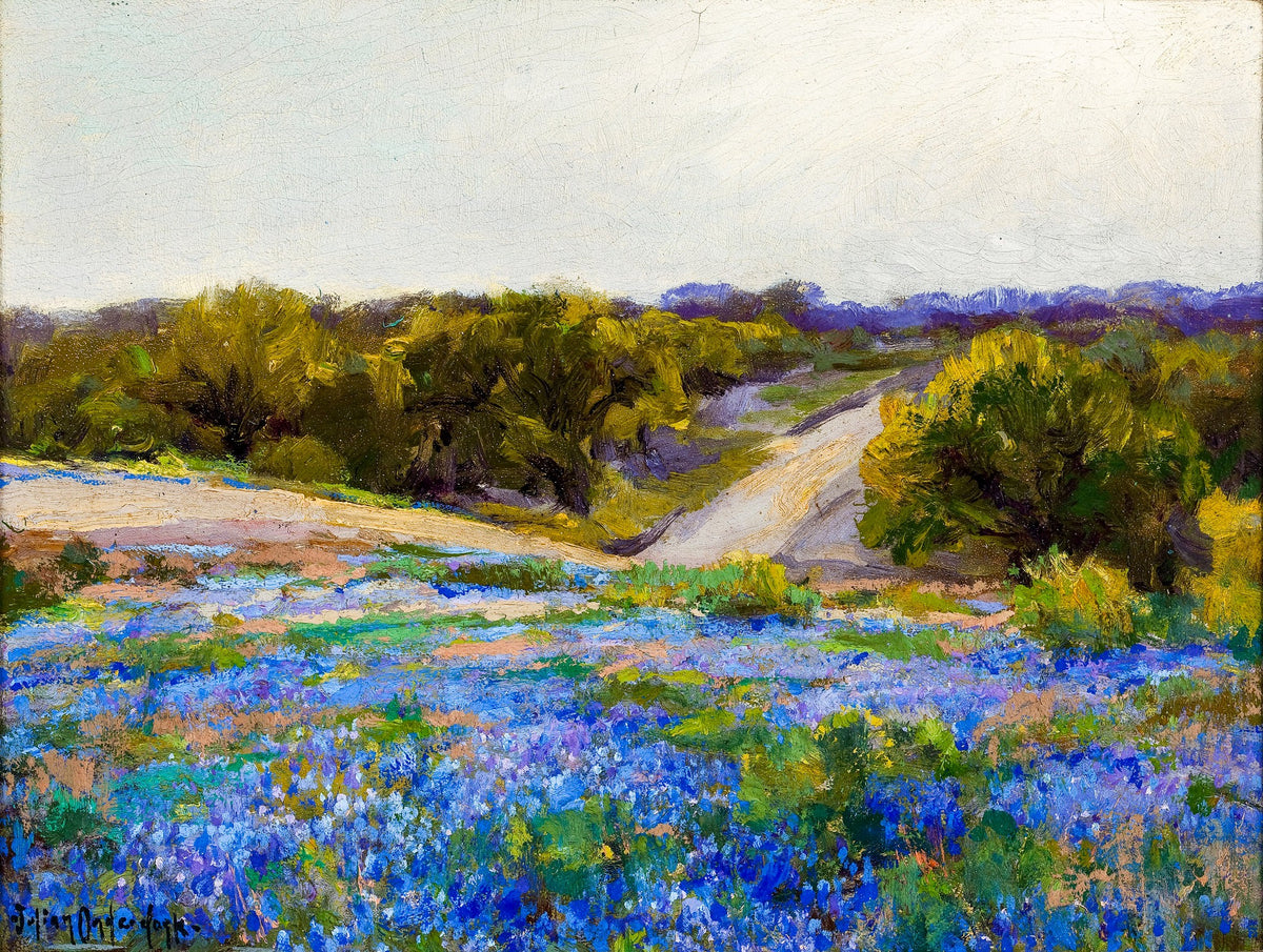Bluebonnets at Late Afternoon - Julian Onderdonk, 1922, framed