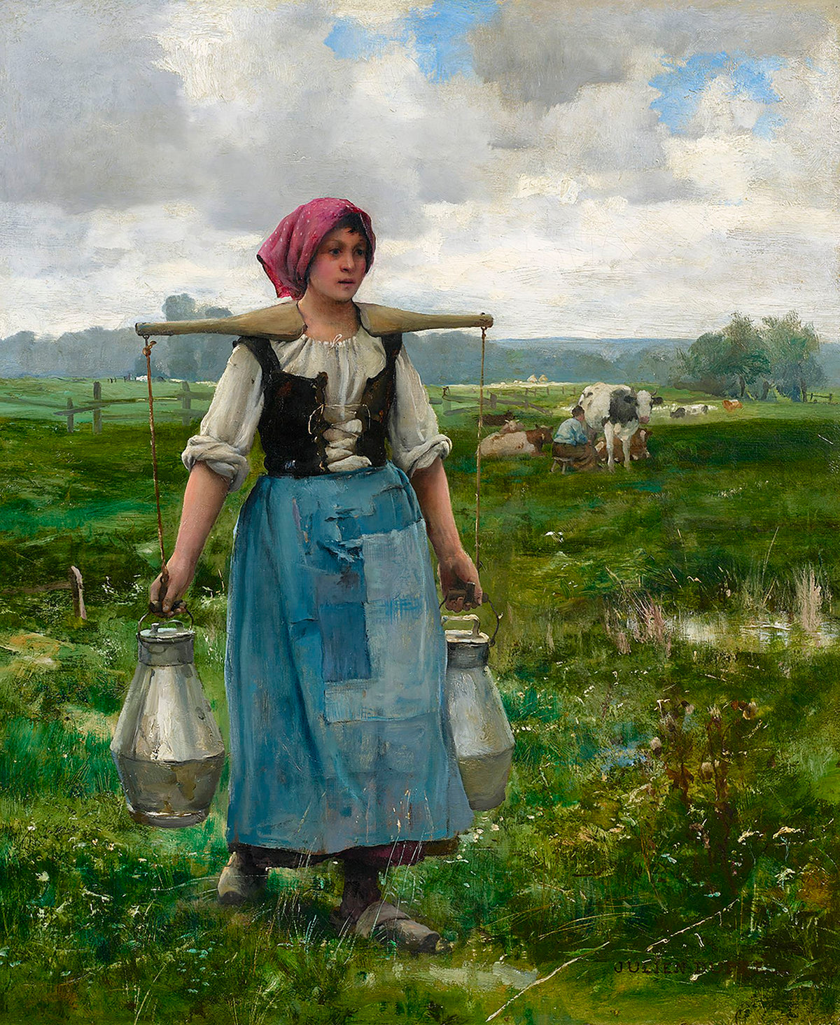 The Milkmaid – Julien Dupré, 1880–1890, framed