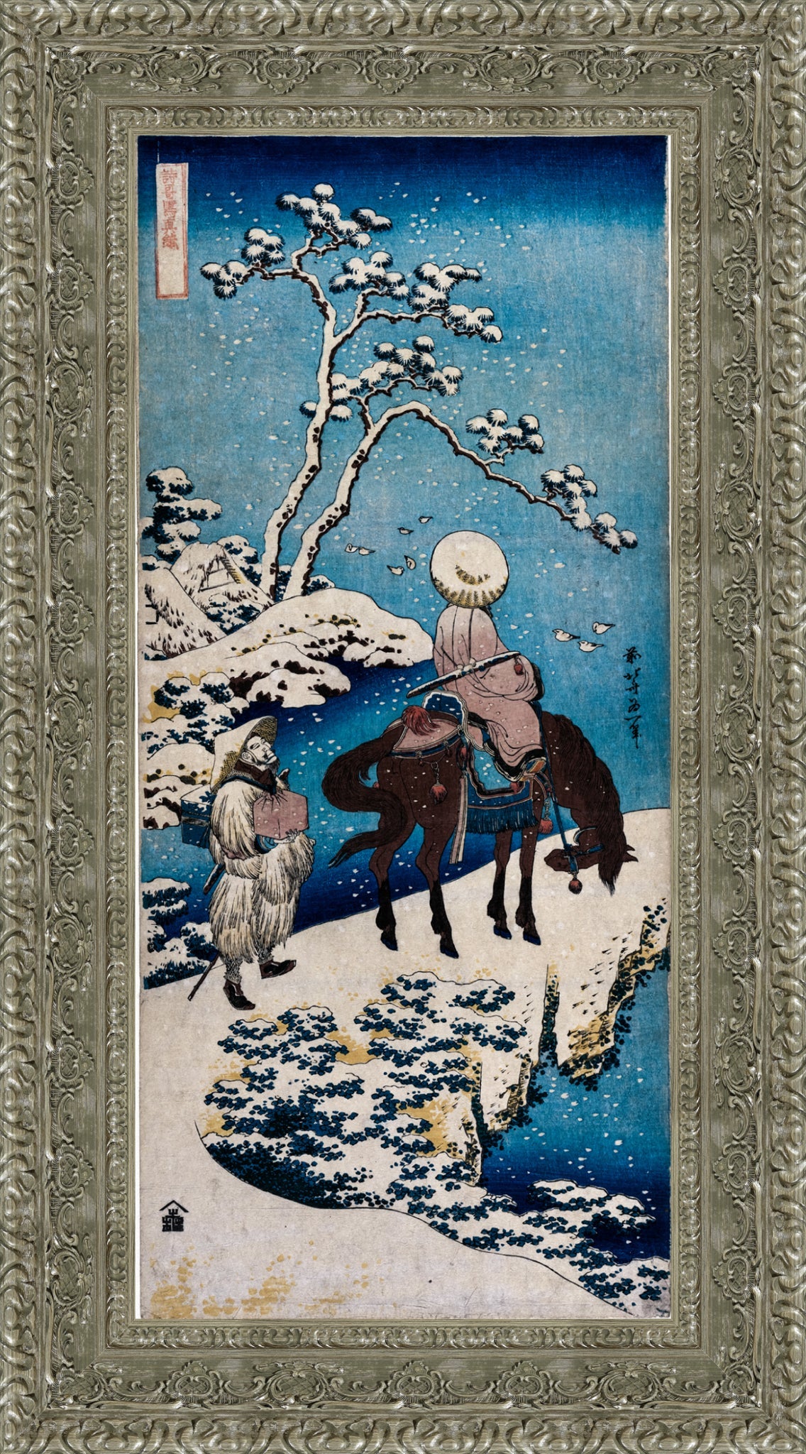 Chinese Official Pausing on the Bridge to View the Snow