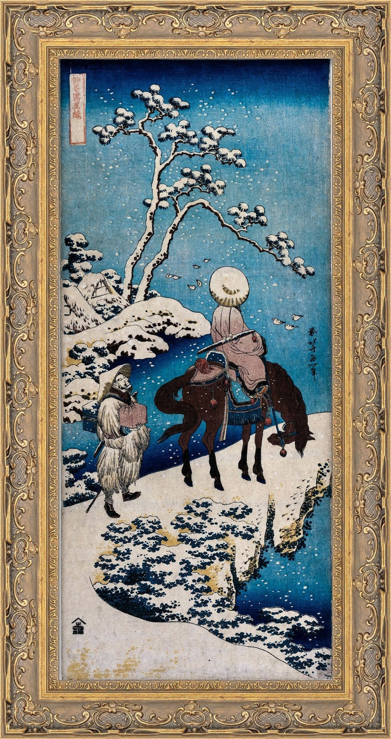 Chinese Official Pausing on the Bridge to View the Snow – Katsushika Hokusai, 1830