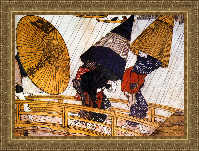 Squall at New Willow Bridge (Detail) – Katsushika Hokusai, 1830s