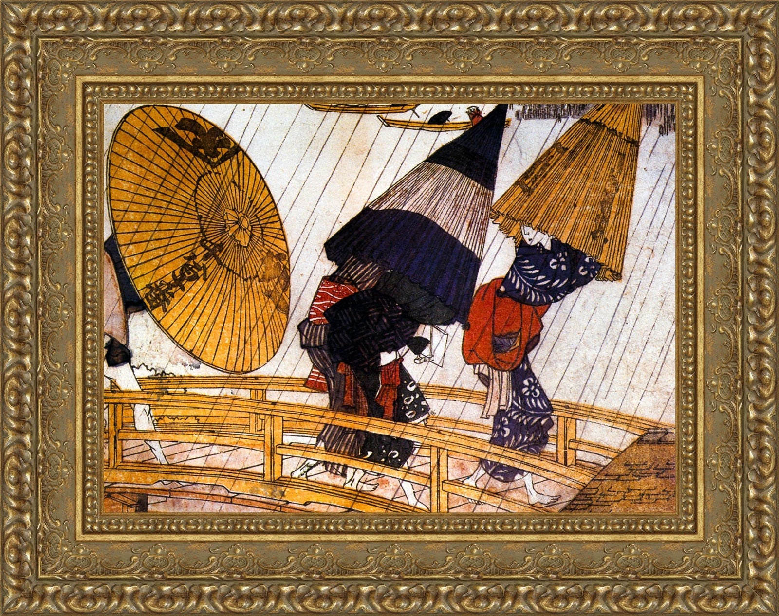 Squall at New Willow Bridge (Detail) – Katsushika Hokusai, 1830s