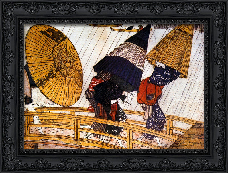 Squall at New Willow Bridge (Detail) – Katsushika Hokusai, 1830s