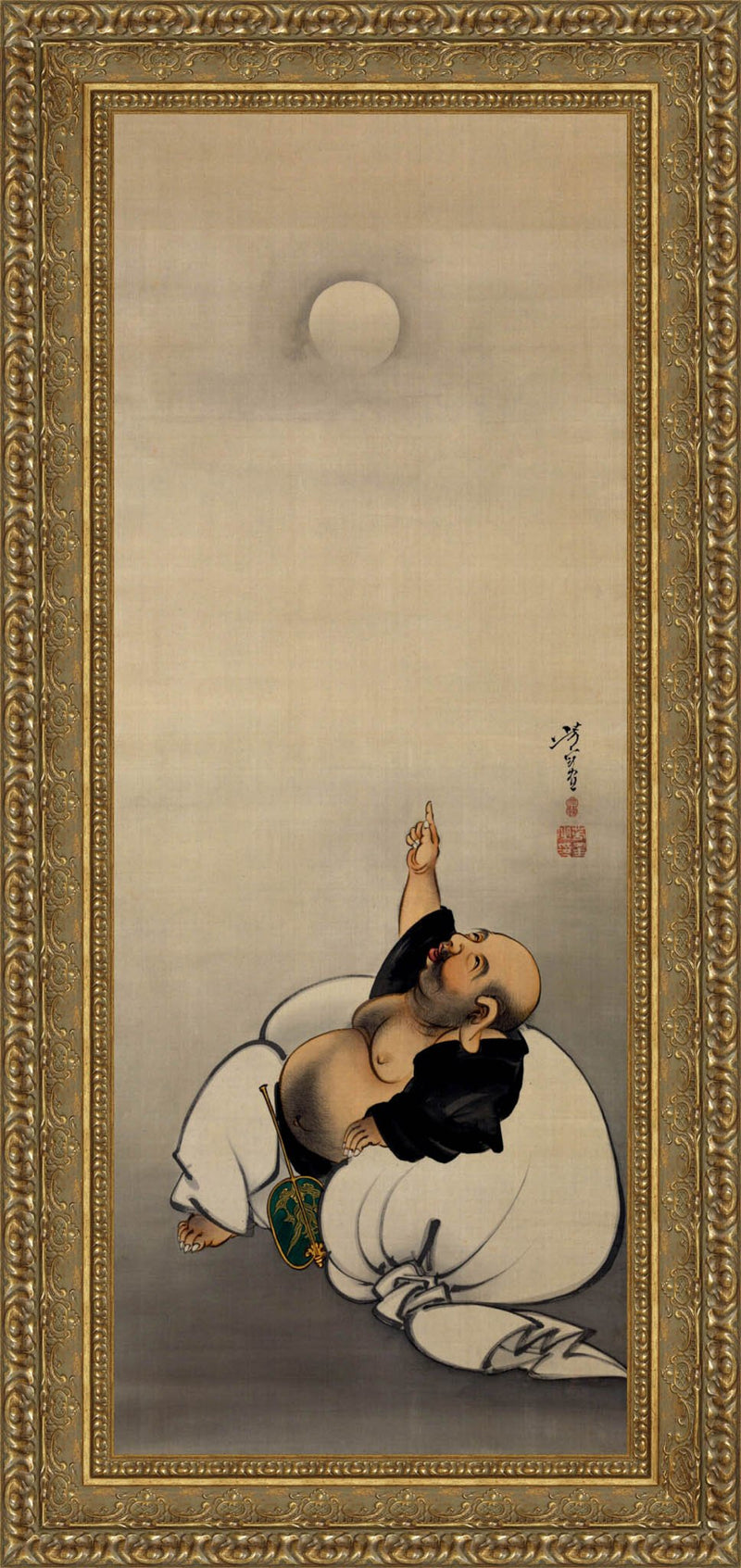 Hotei Pointing at the Moon (Godō no Tsuki) – Tsukioka Yoshitoshi, 1888
