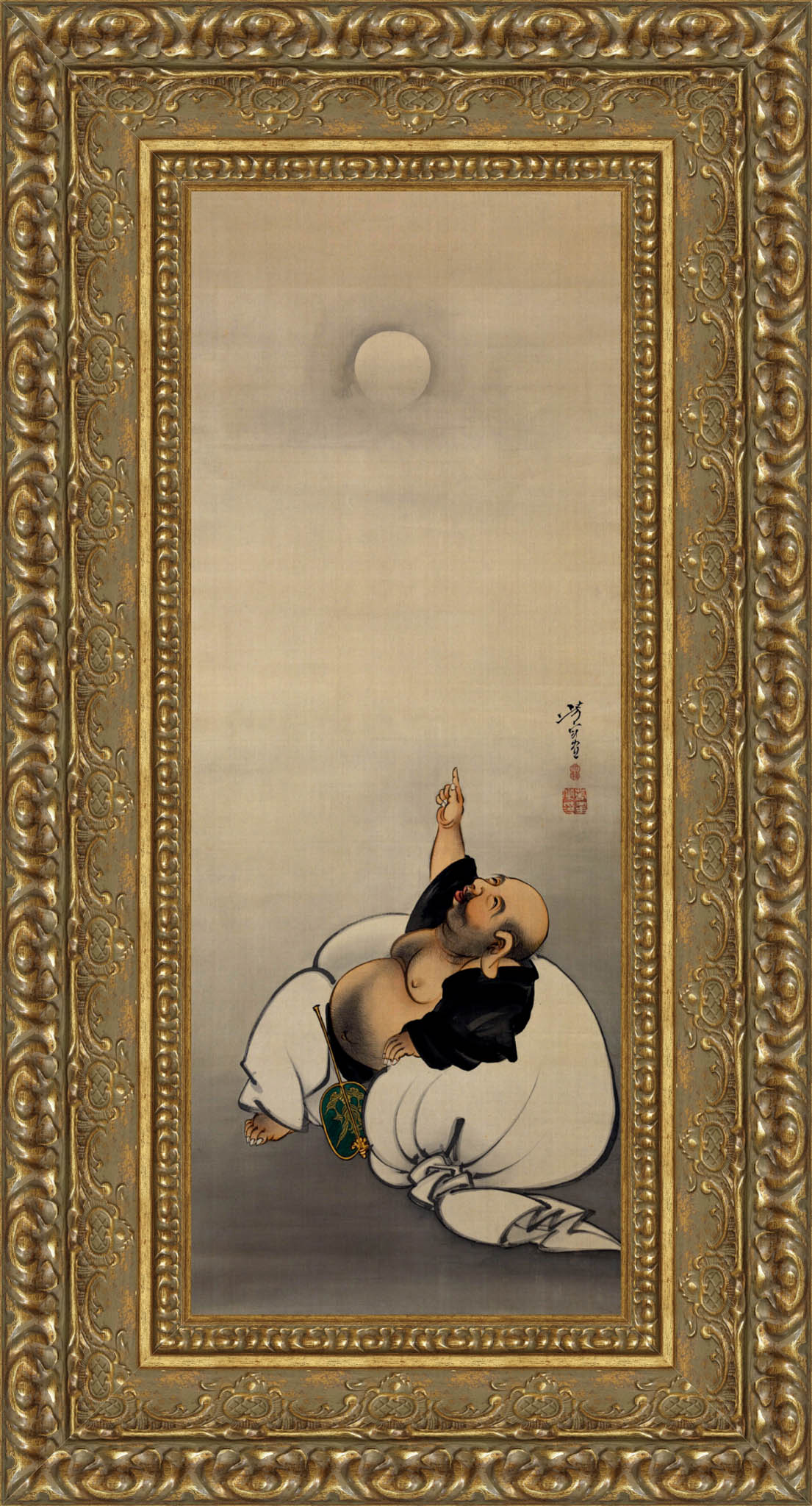 Hotei Pointing at the Moon (Godō no Tsuki) – Tsukioka Yoshitoshi, 1888