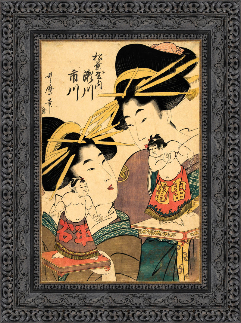 Geishas with Sumo Dolls – Kitagawa Utamaro, c. 1800