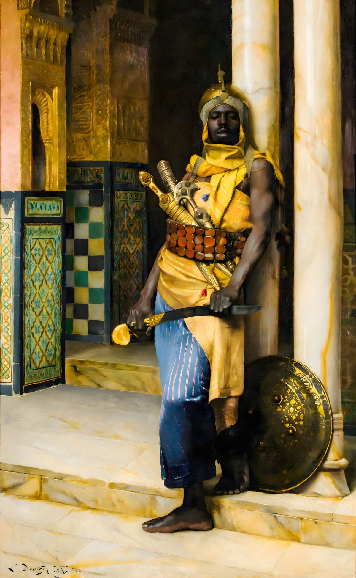 Guarding the Palace – Ludwig Deutsch, 1894, framed