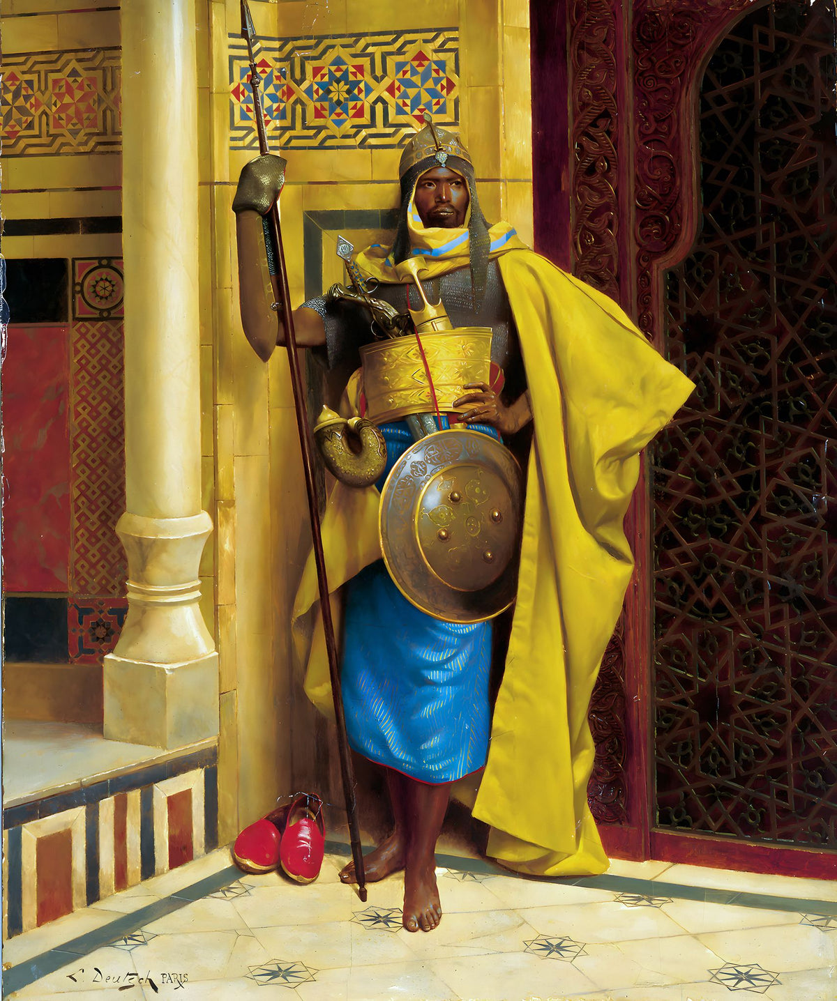 The Nubian Palace Guard – Ludwig Deutsch, 1894, framed