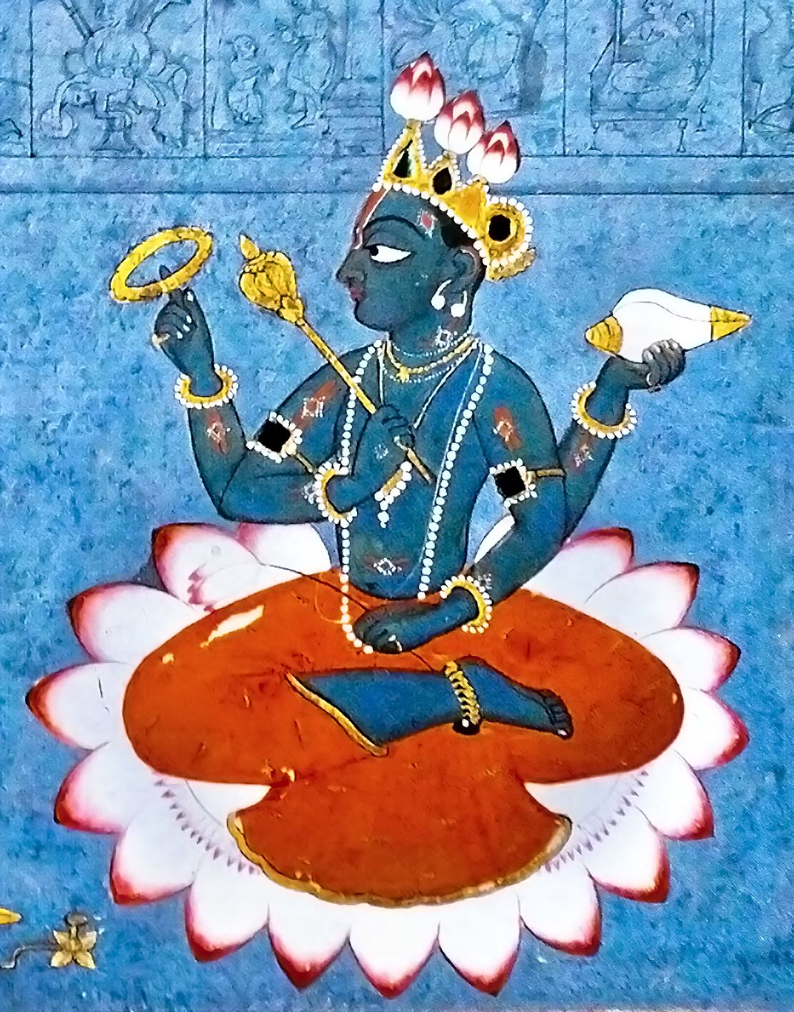 Vishnu Enthroned on a Lotus – Manaku of Guler, c. 1740, unframed