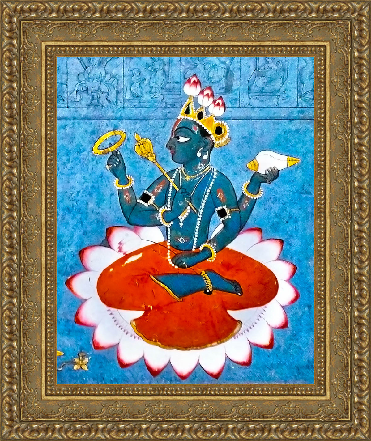 Vishnu Enthroned on a Lotus – Manaku of Guler, c. 1740