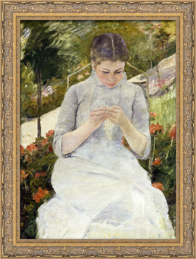 Young Woman Sewing in the Garden – Mary Cassatt, 1880